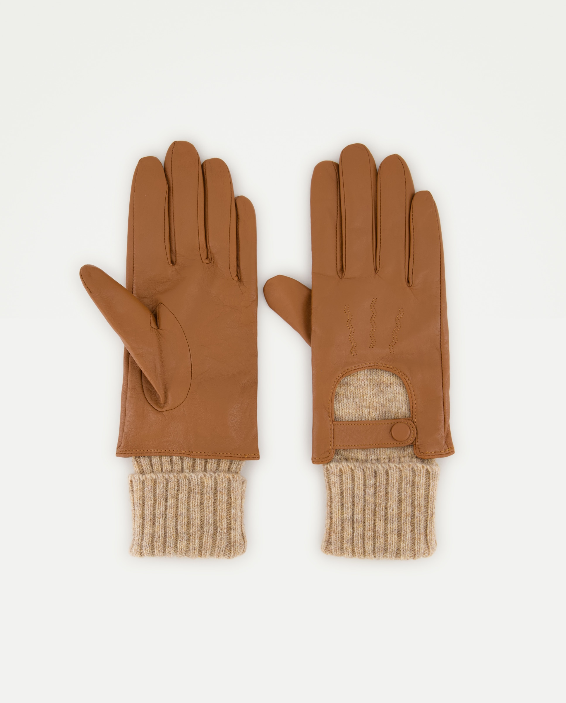Guantes de piel con punto - Tintoretto - 730 Camel 730 Camel-1