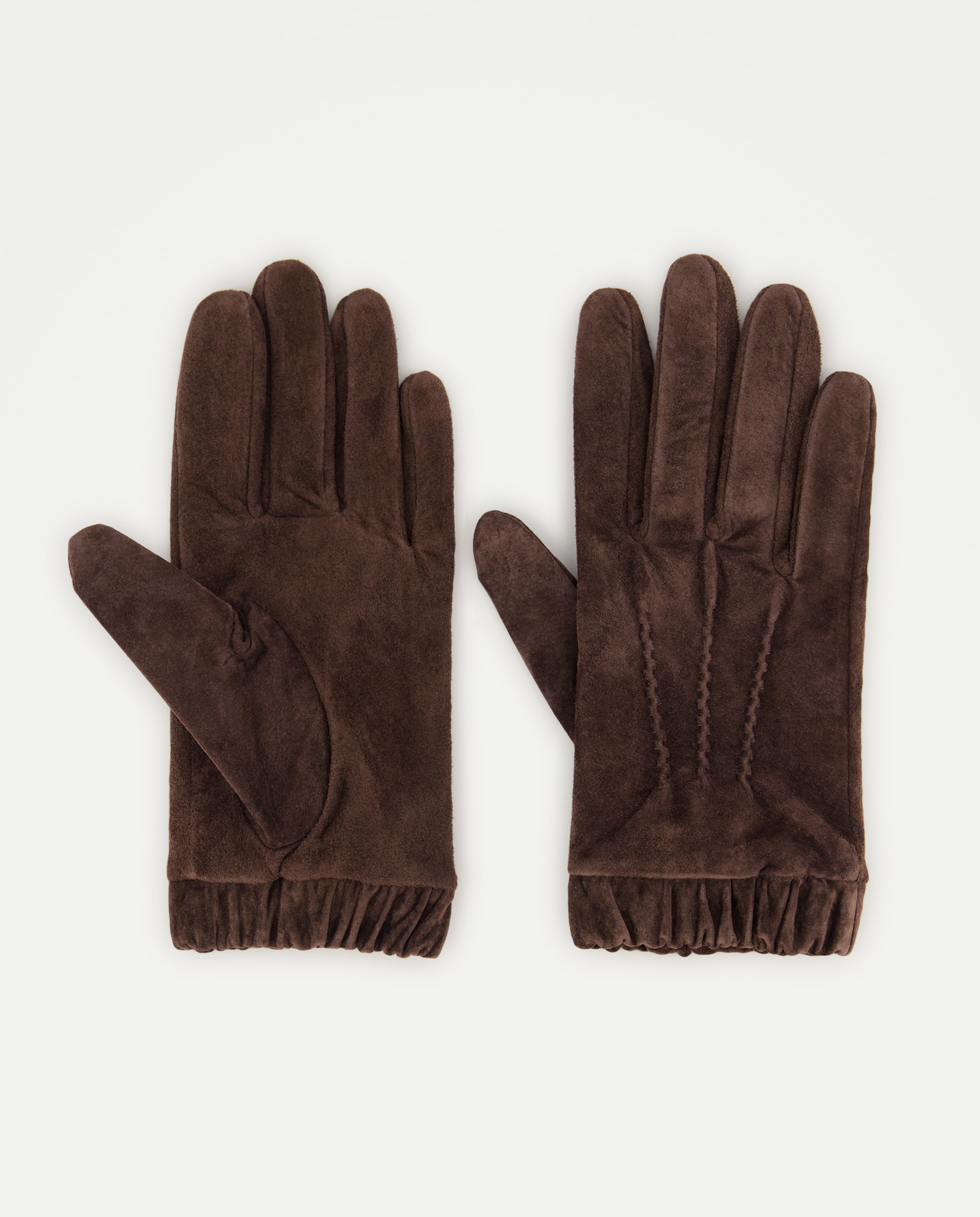 Imagen 0 de Guantes de piel con detalle fruncido Chocolate