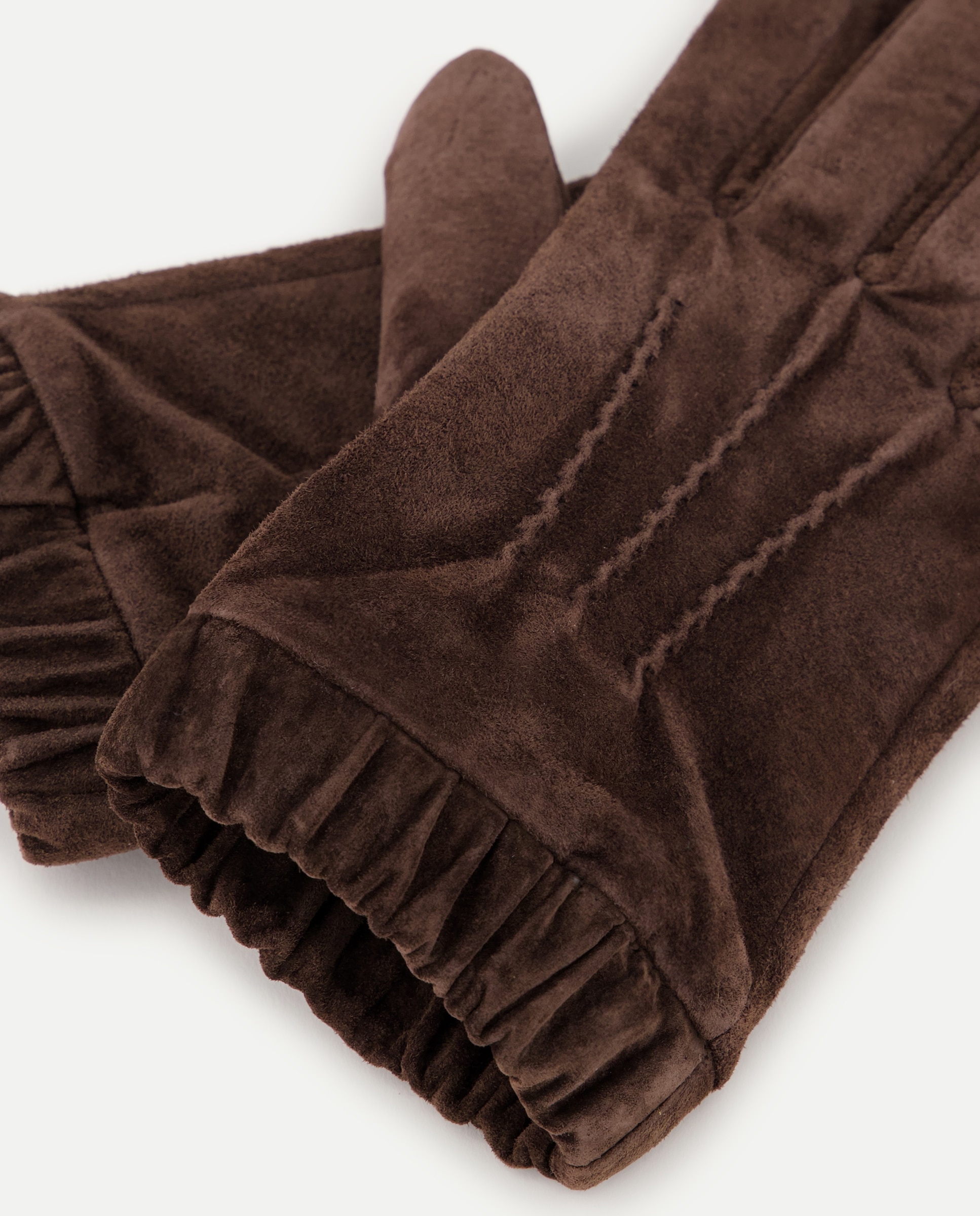 Guantes de piel con detalle fruncido - Tintoretto - Chocolate Chocolate-2