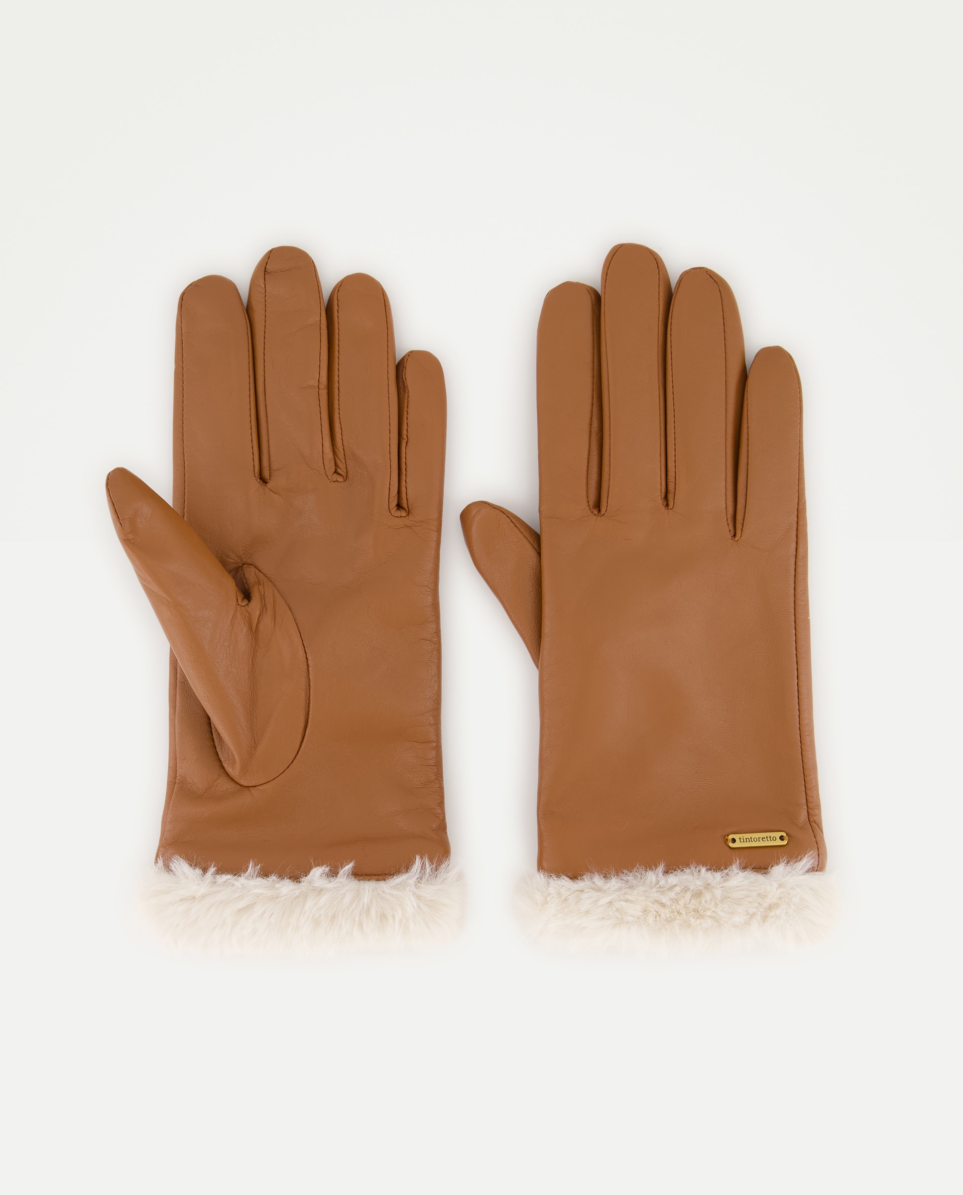Imagen 0 de Guantes de piel con falso pelo 730 Camel