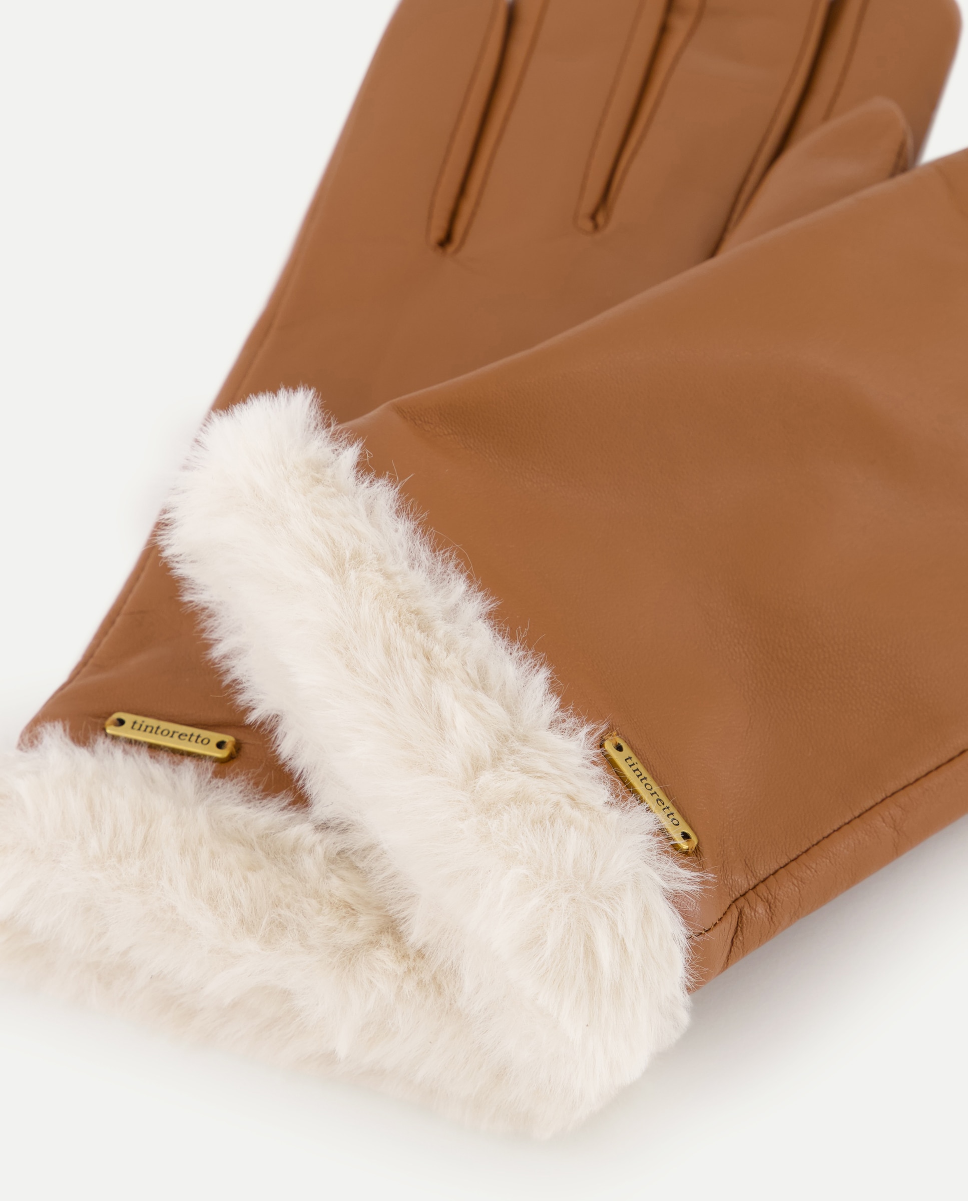 Guantes de piel con falso pelo - Tintoretto - 730 Camel 730 Camel-2