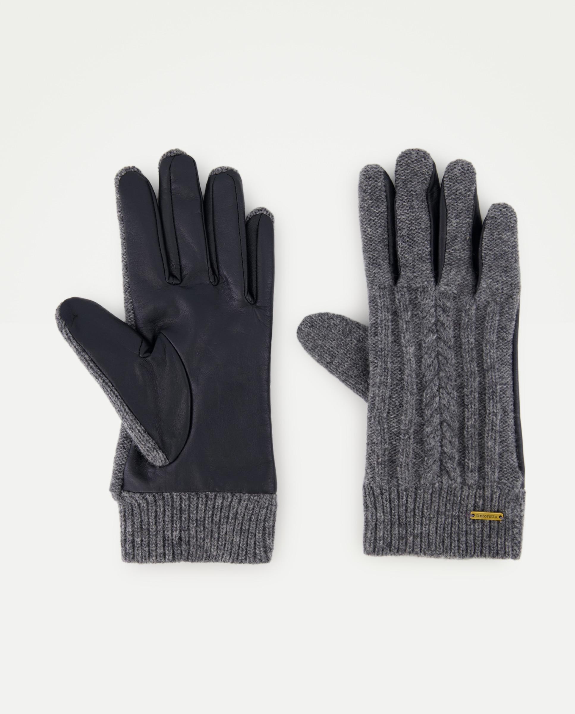 Guantes mix piel y punto - Tintoretto - Negro Negro-1