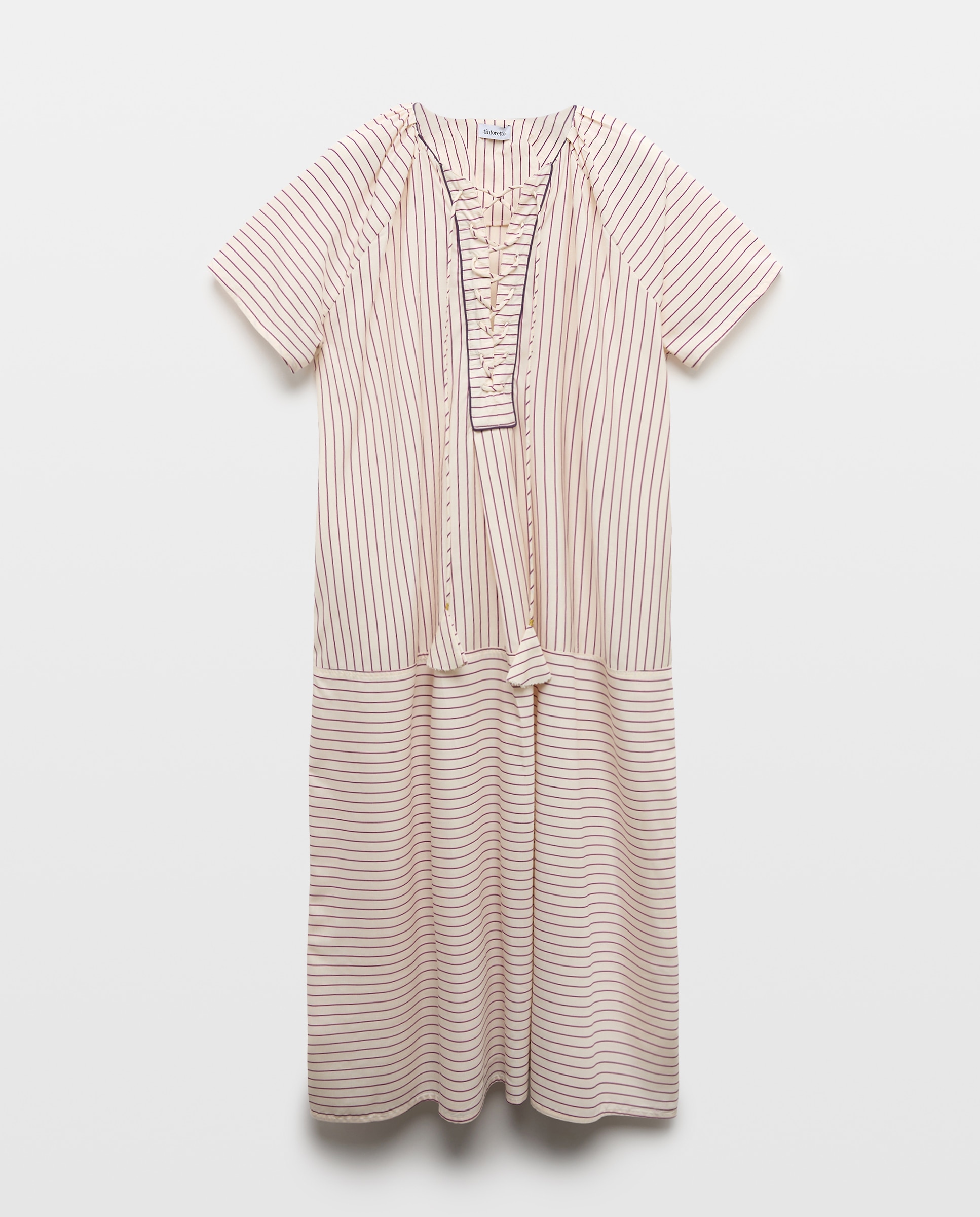 Kaftan Largo com Estampado de Risca 120 Cru-4