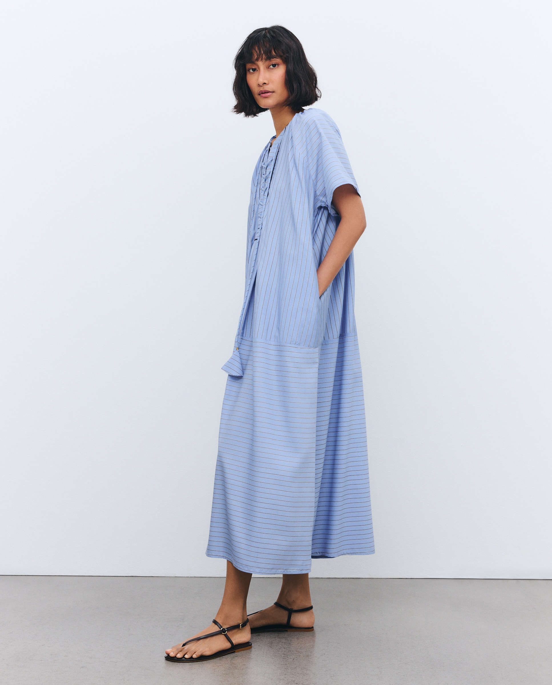 Imagem 0 de Kaftan Largo com Estampado de Risca