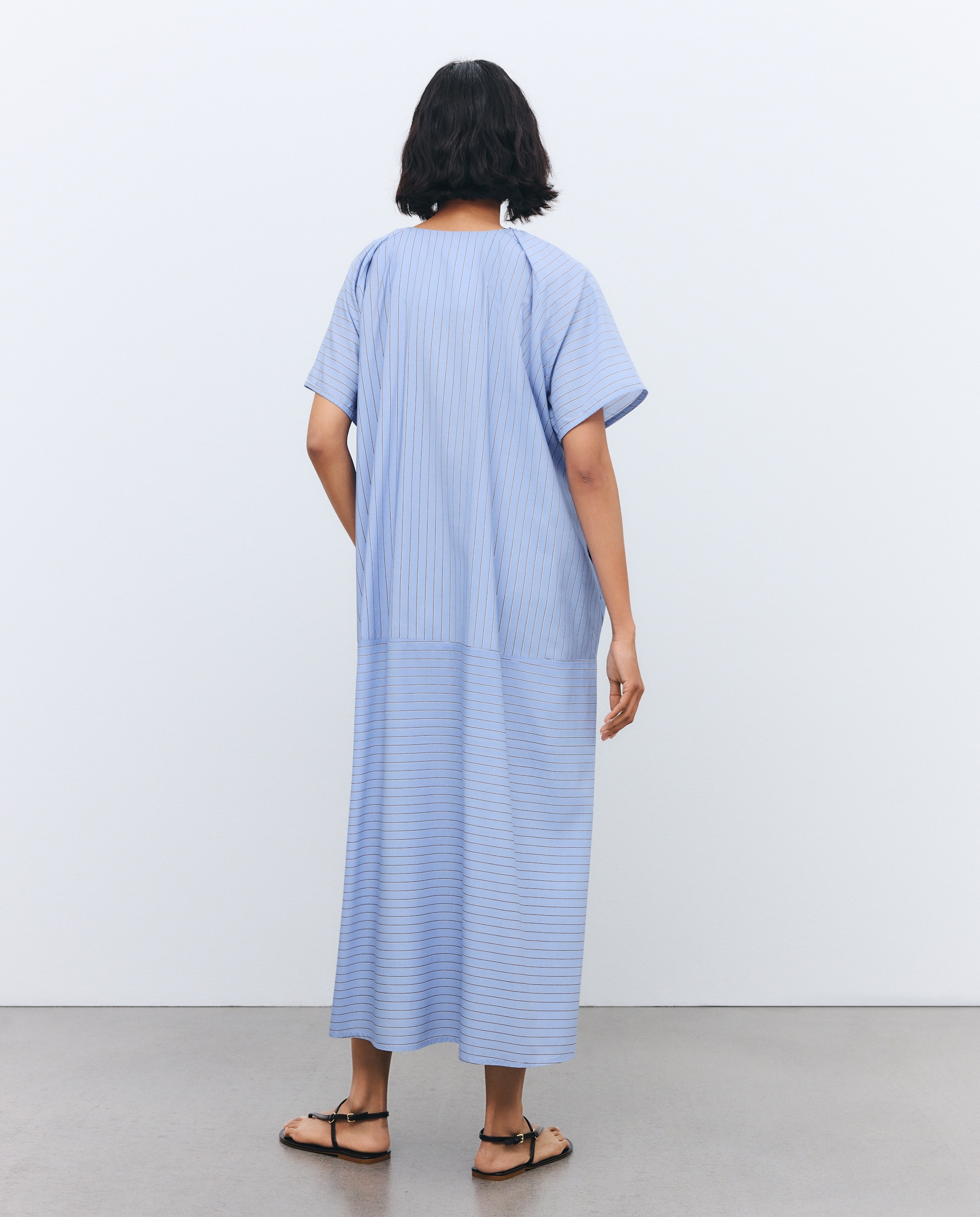 Kaftan Largo com Estampado de Risca 400 Azul-3