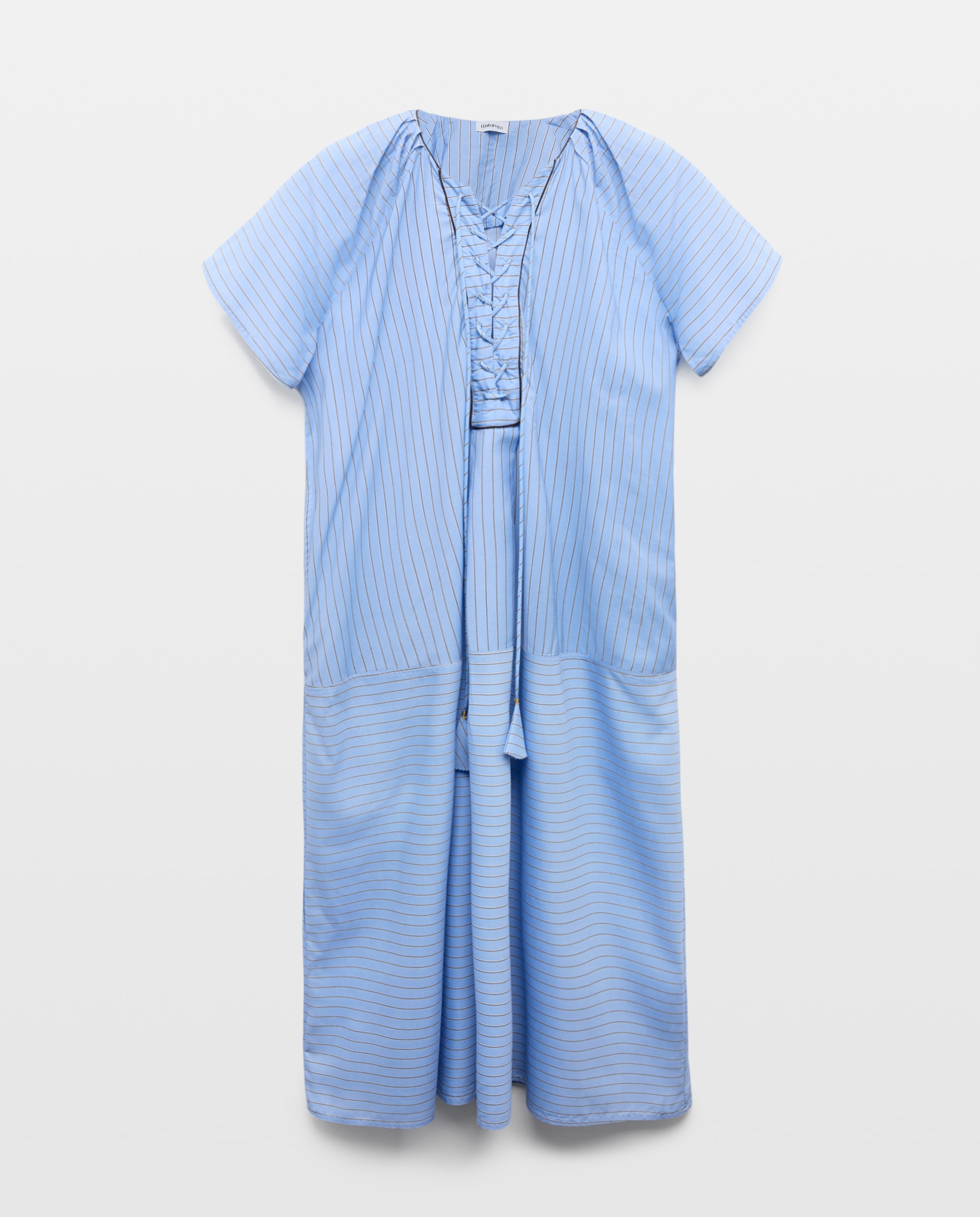Kaftan Largo com Estampado de Risca 400 Azul-4