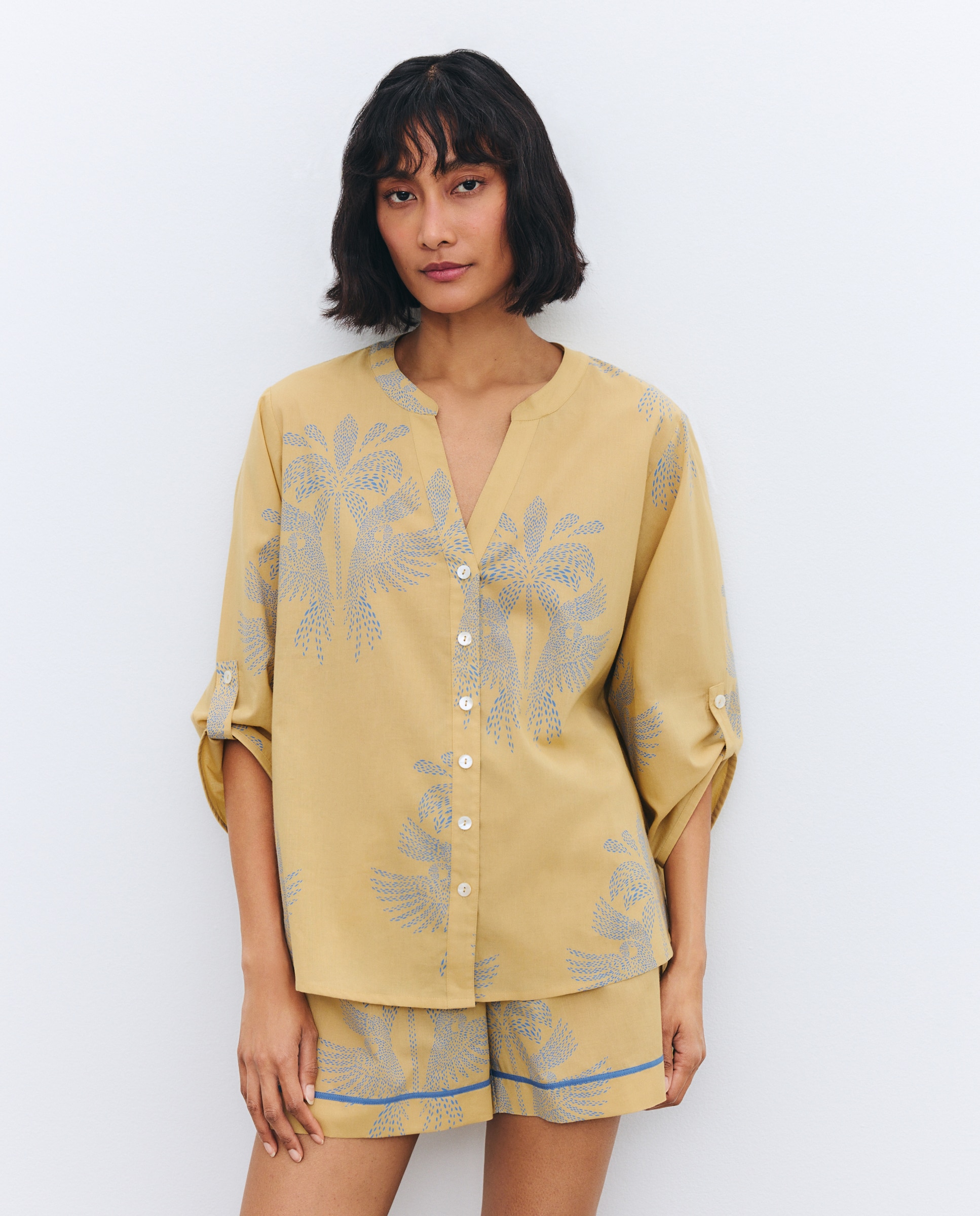 Conjunto de Camisa e Calções com Estampado Bicolor 371 Óleo-2
