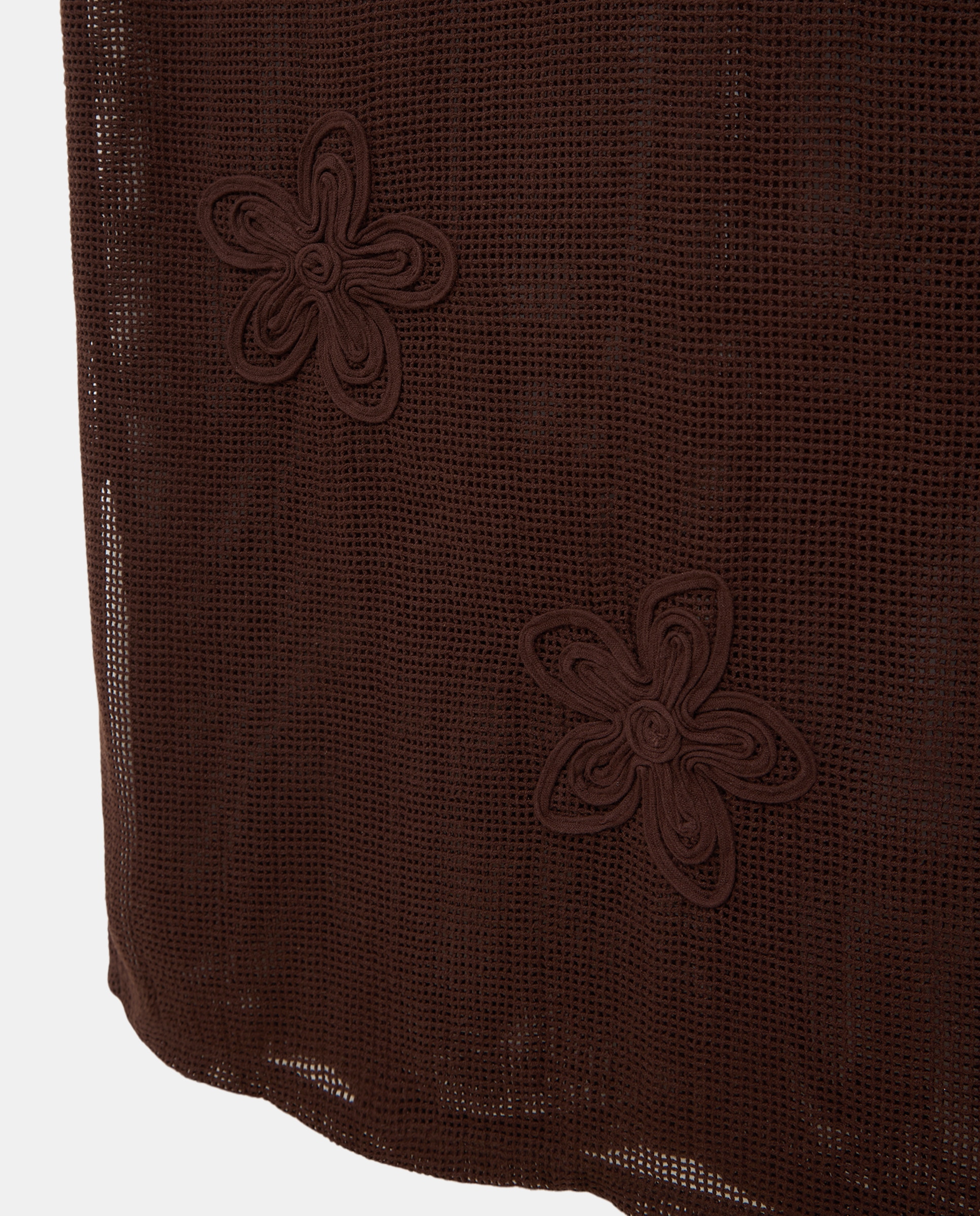 Kaftan de Crochet com Flores Chocolate-4