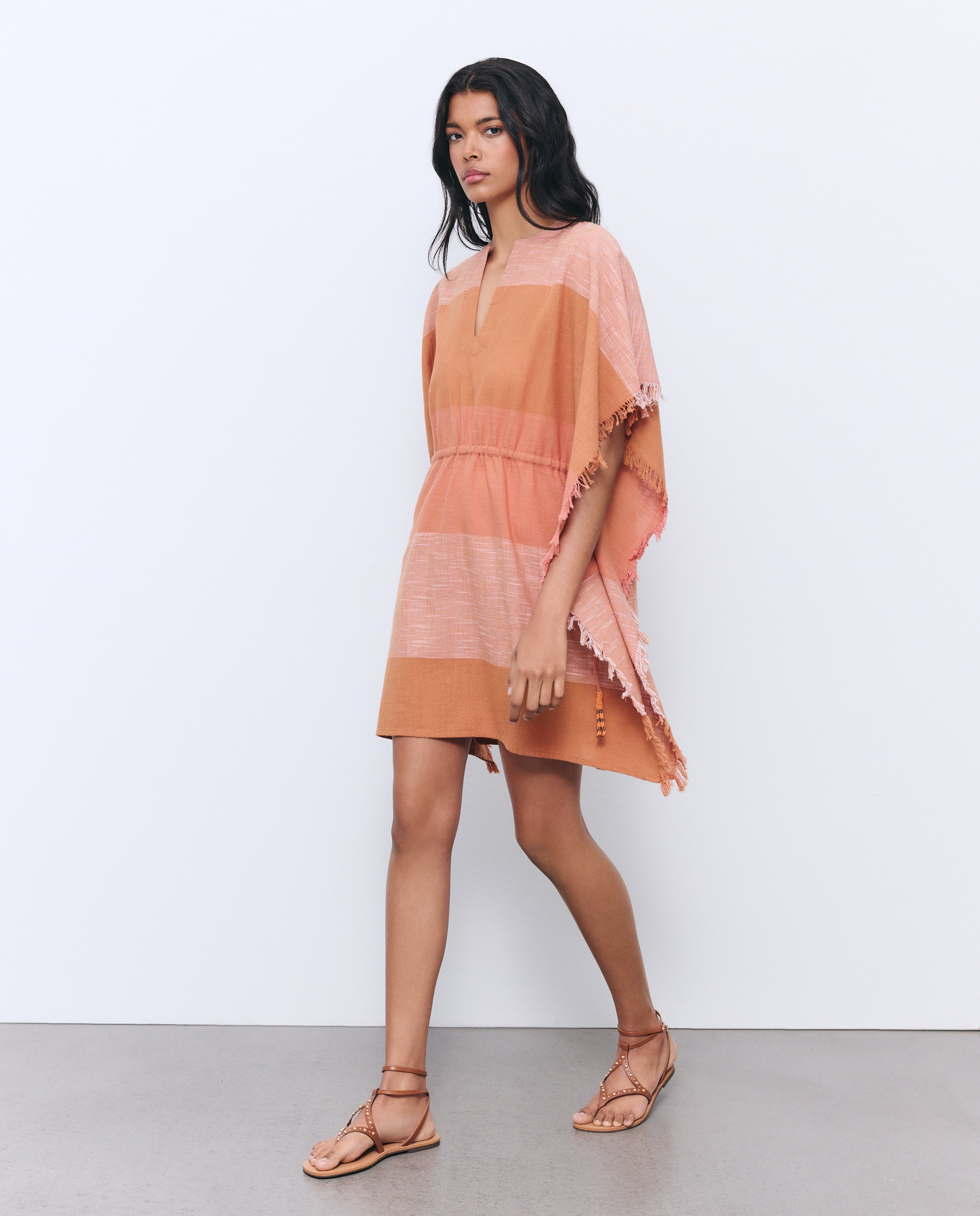 Kaftan Color Block 630 Coral-2