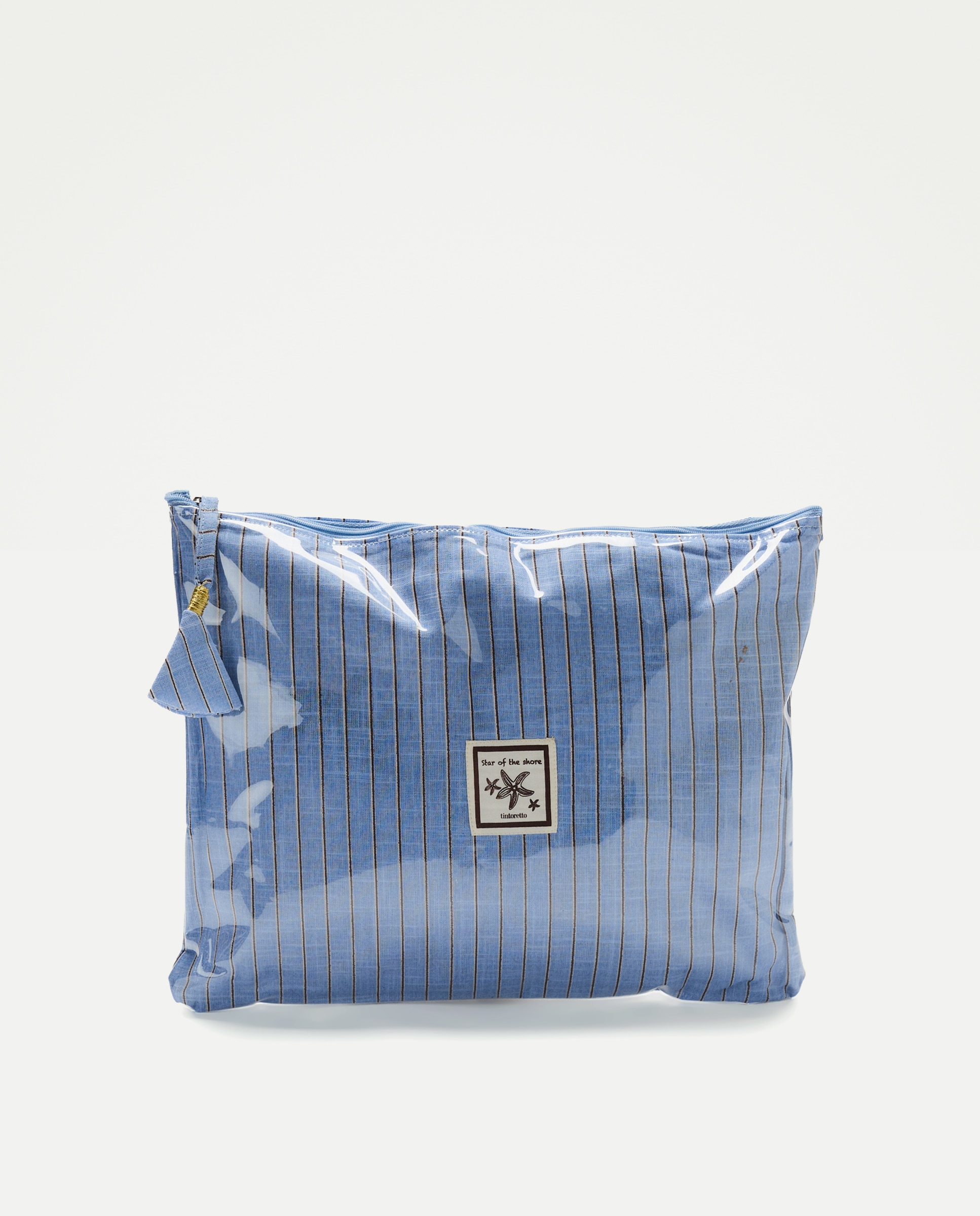 Toalha de Praia com Estampado de Risca Fina 400 Azul-4