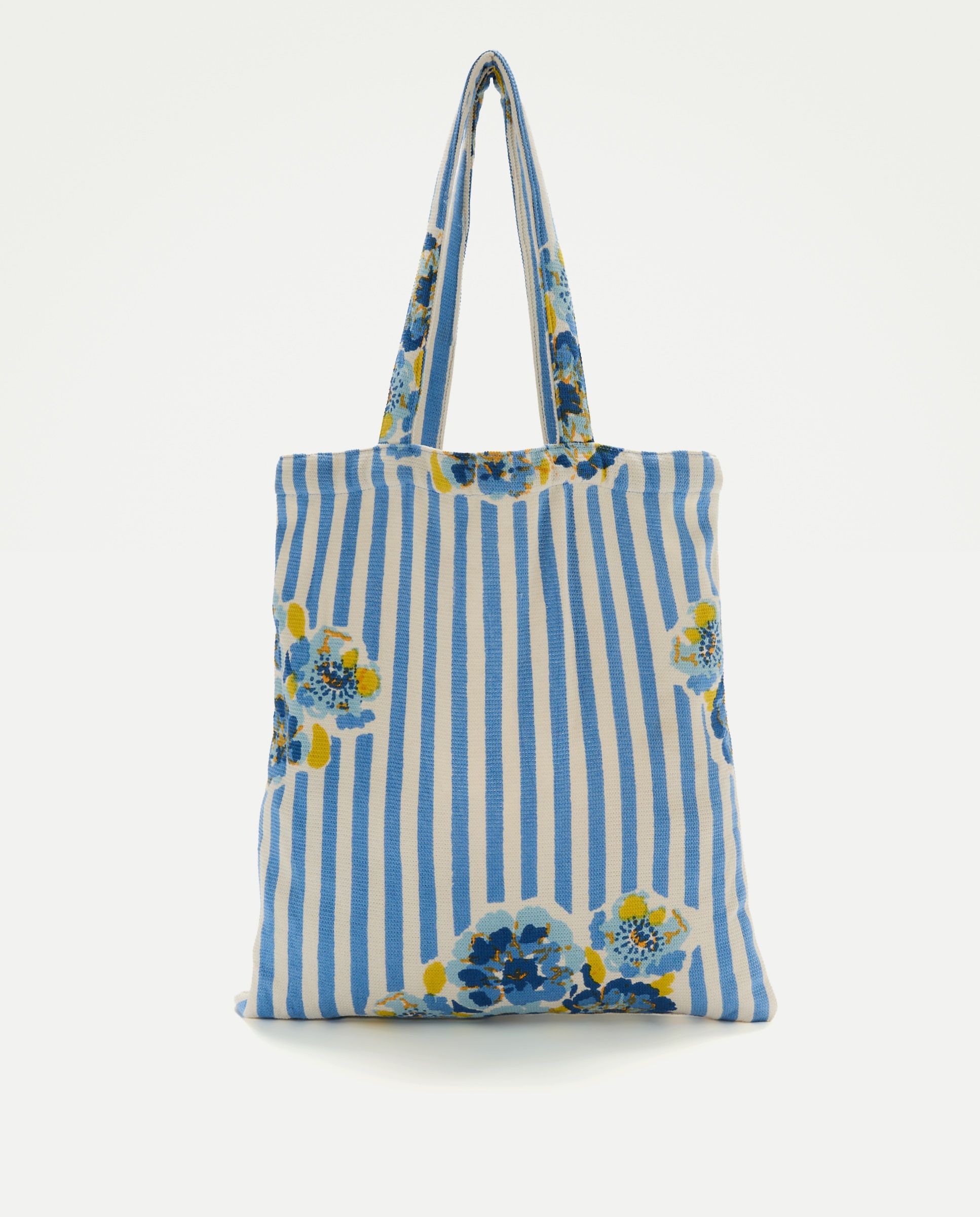 Toalha de Praia com Estampado Floral e de Risca com Mala 400 Azul-3