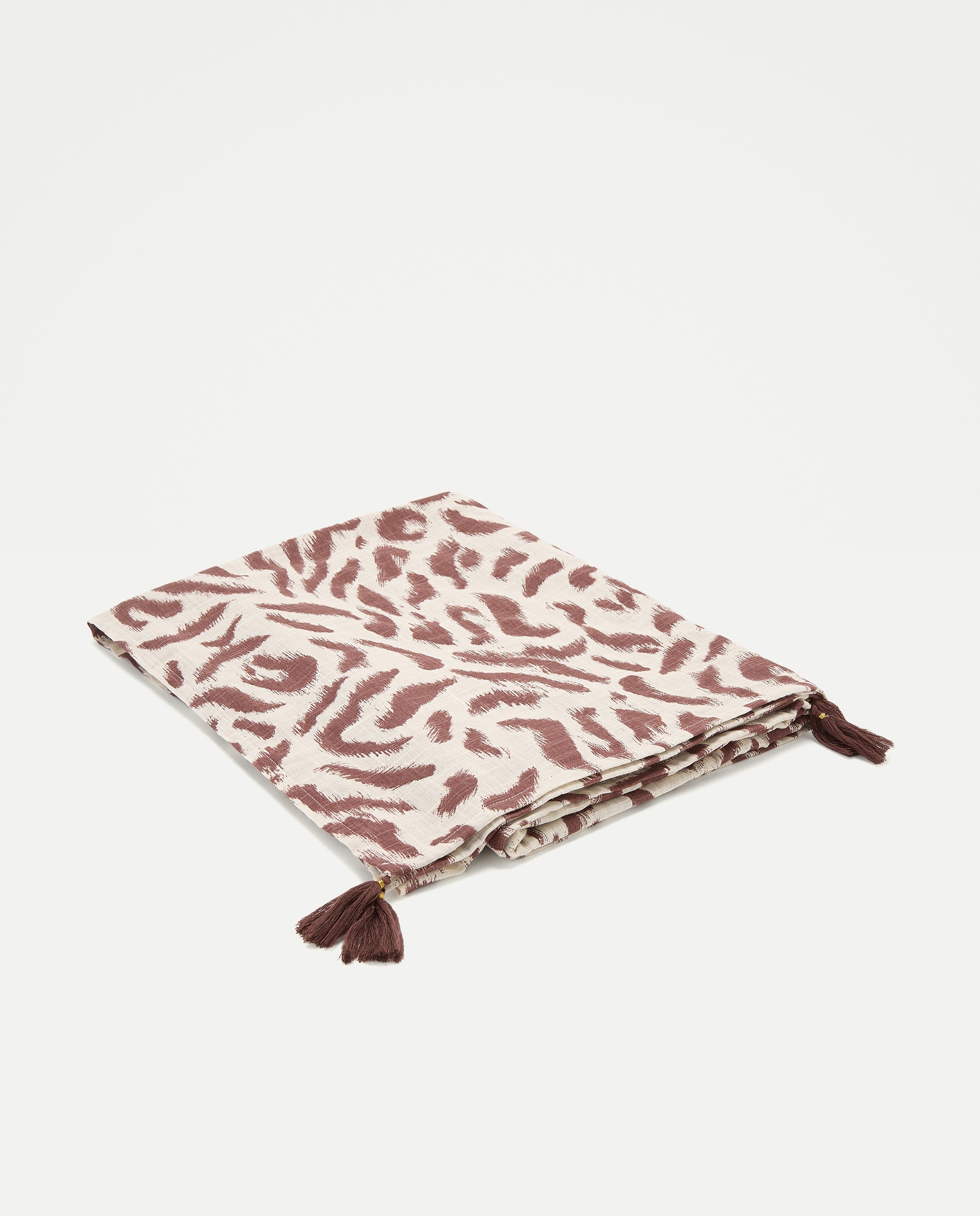 Toalha de Praia com Corda e Animal Print Castanho-2