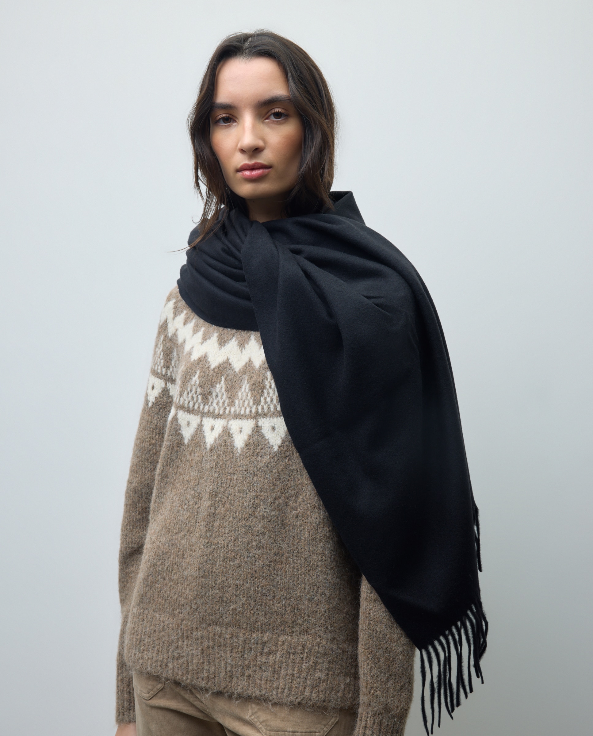 Cachecol Liso - Melange Preto-4