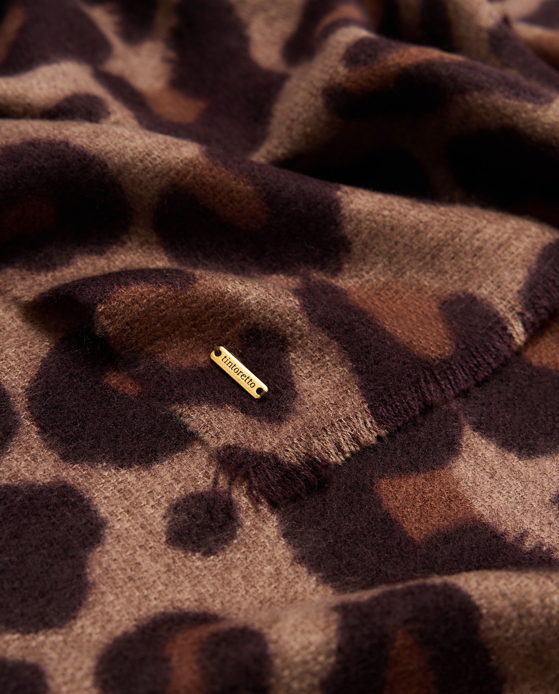 Cachecol com Animal Print Castanho-3