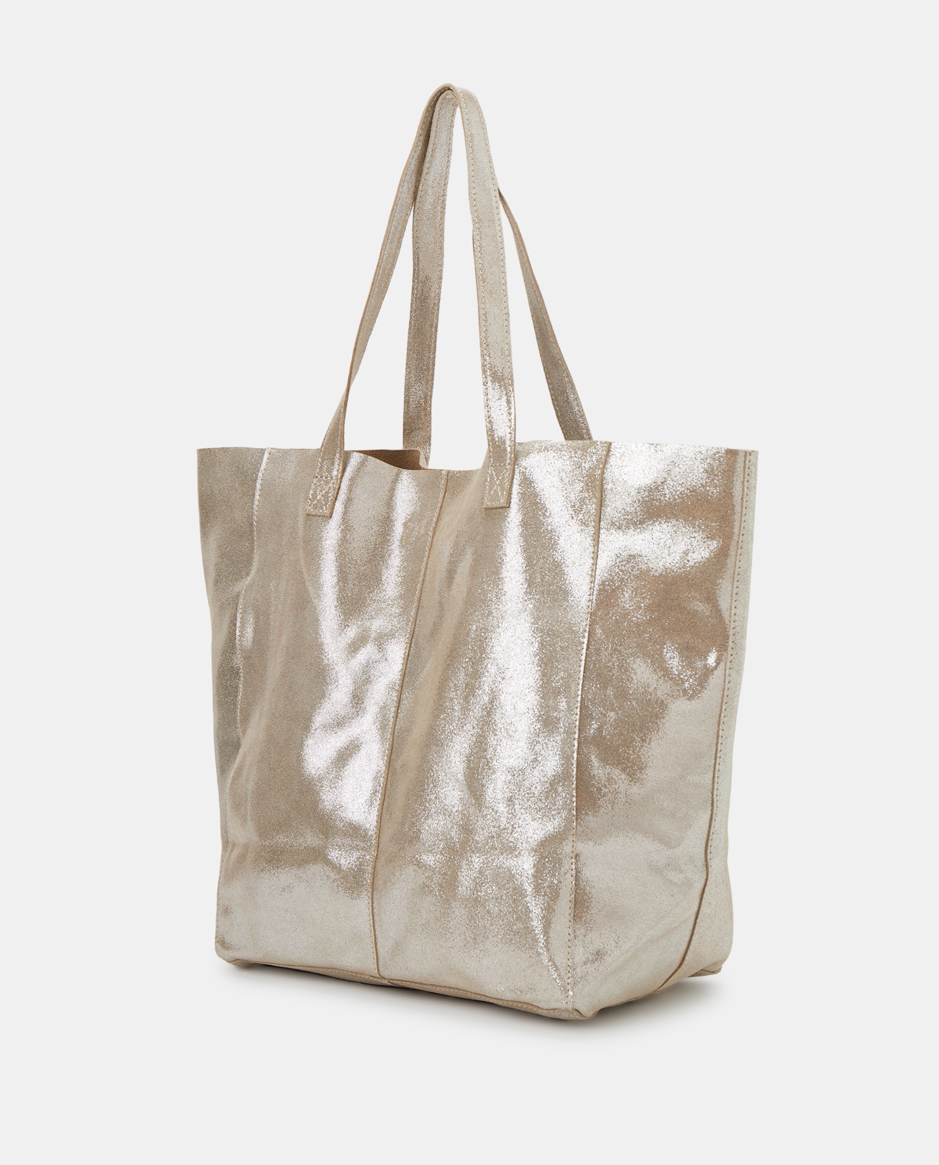Mala Shopper em Pele Prata-2