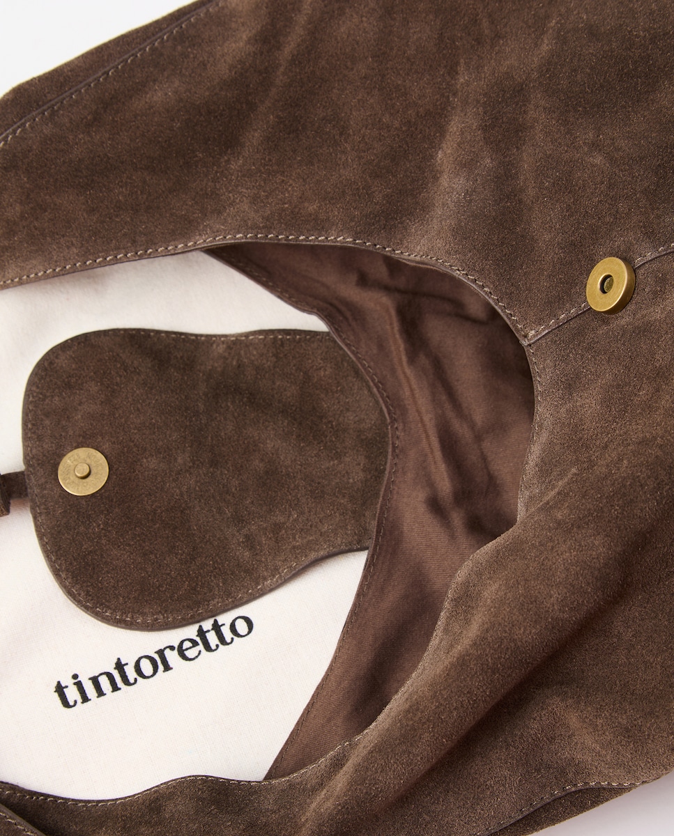 Mala de Ombro em Pele com Pompom Cinzento-escuro-3