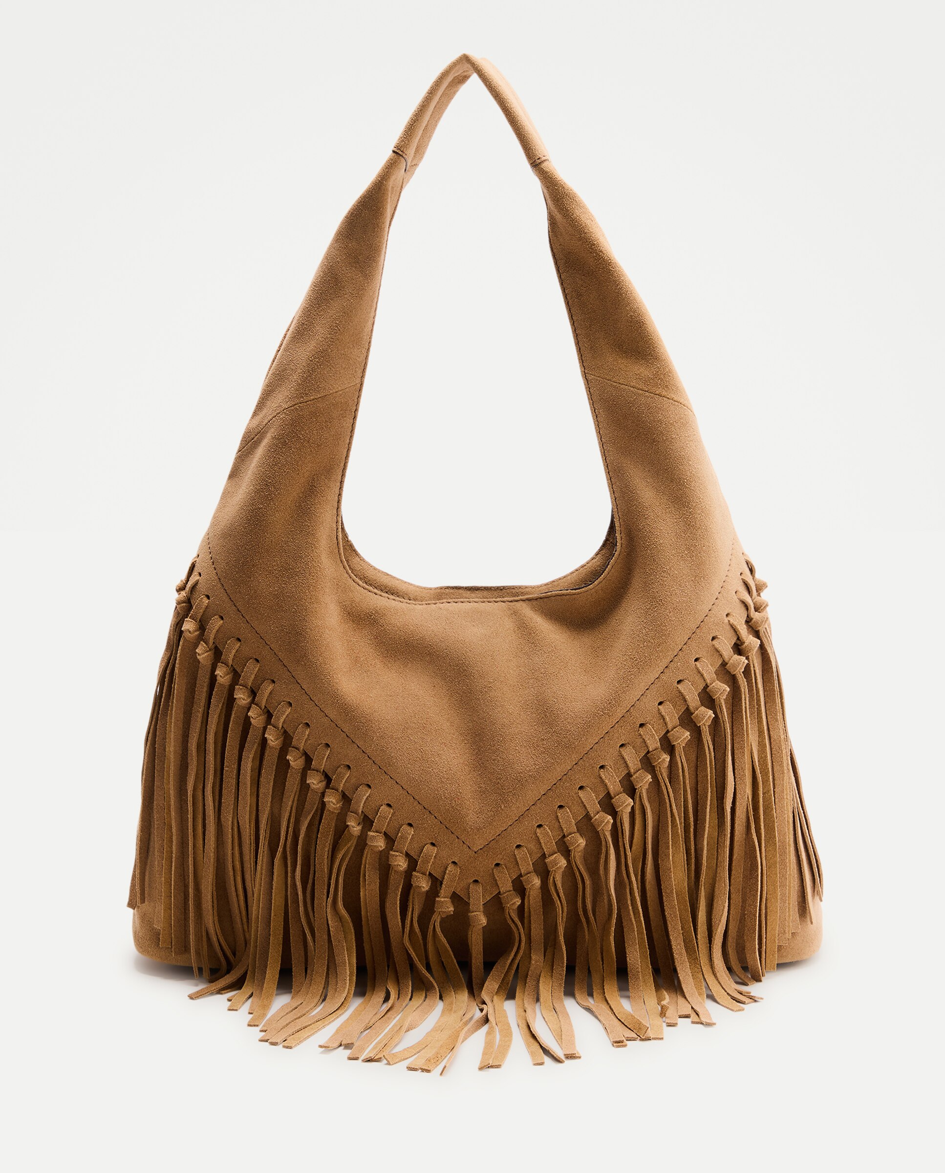 Mala Hobo em Pele com Franjas 730 Camel-1