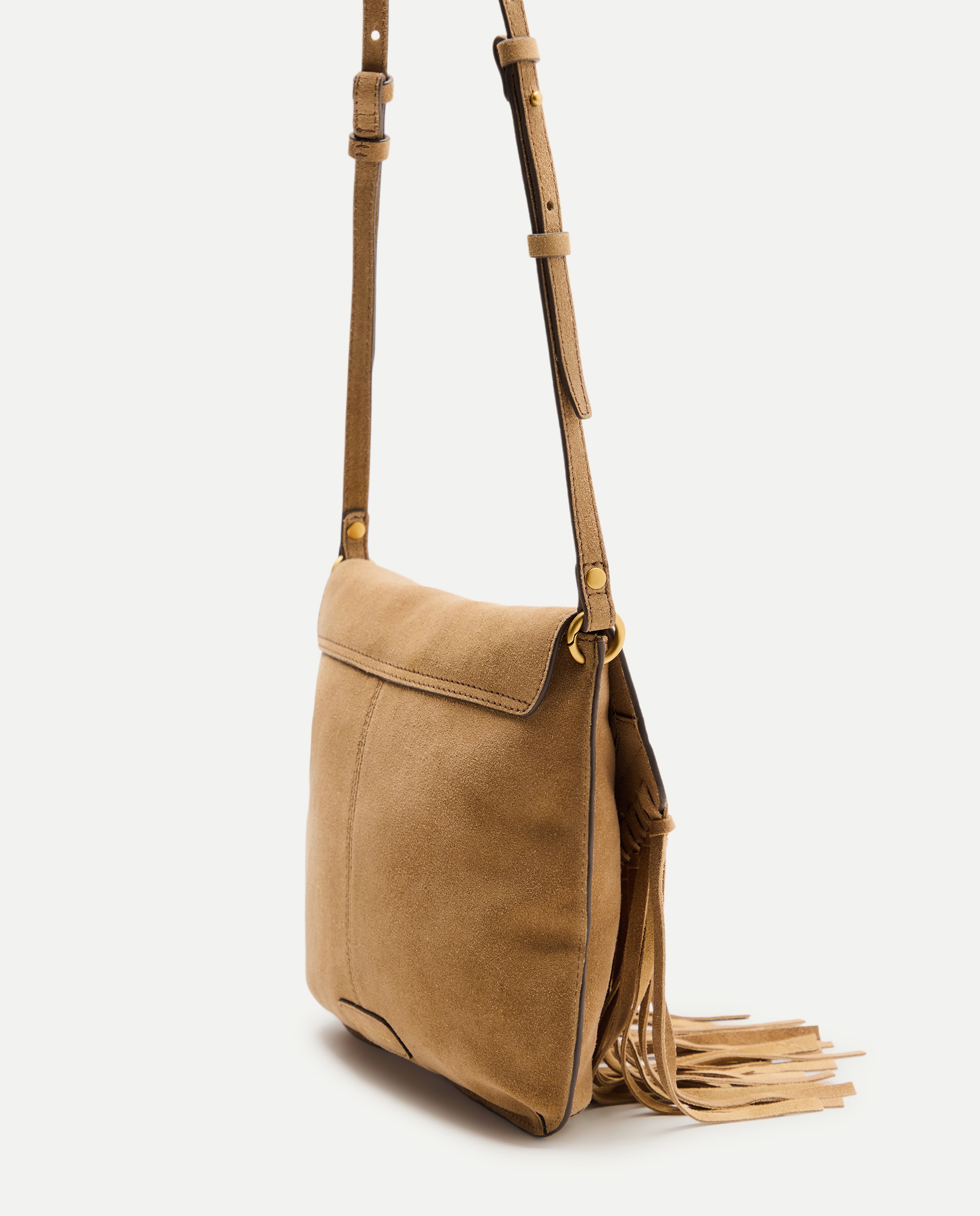 Mala a Tiracolo em Pele com Franjas 730 Camel-3