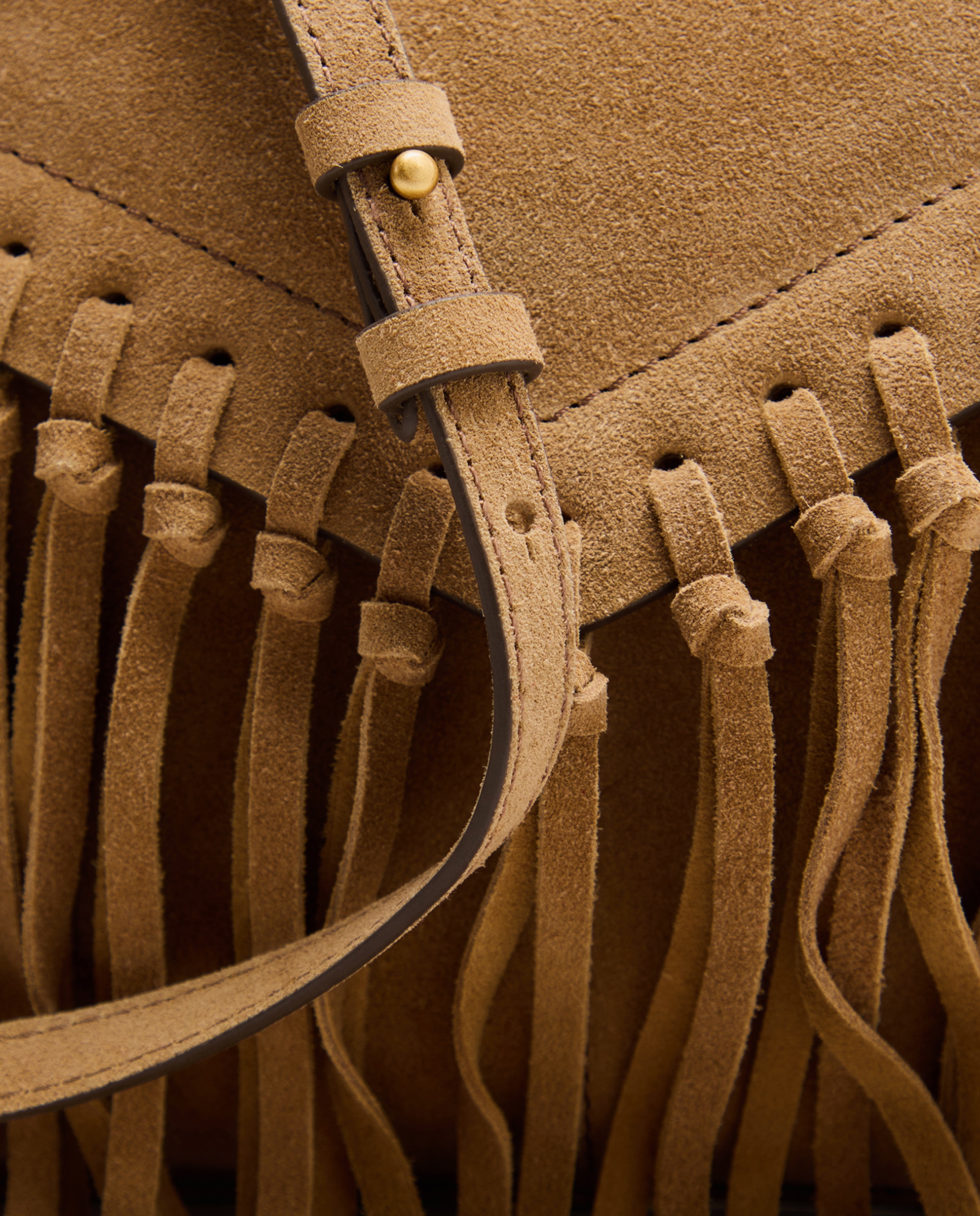 Mala a Tiracolo em Pele com Franjas 730 Camel-4