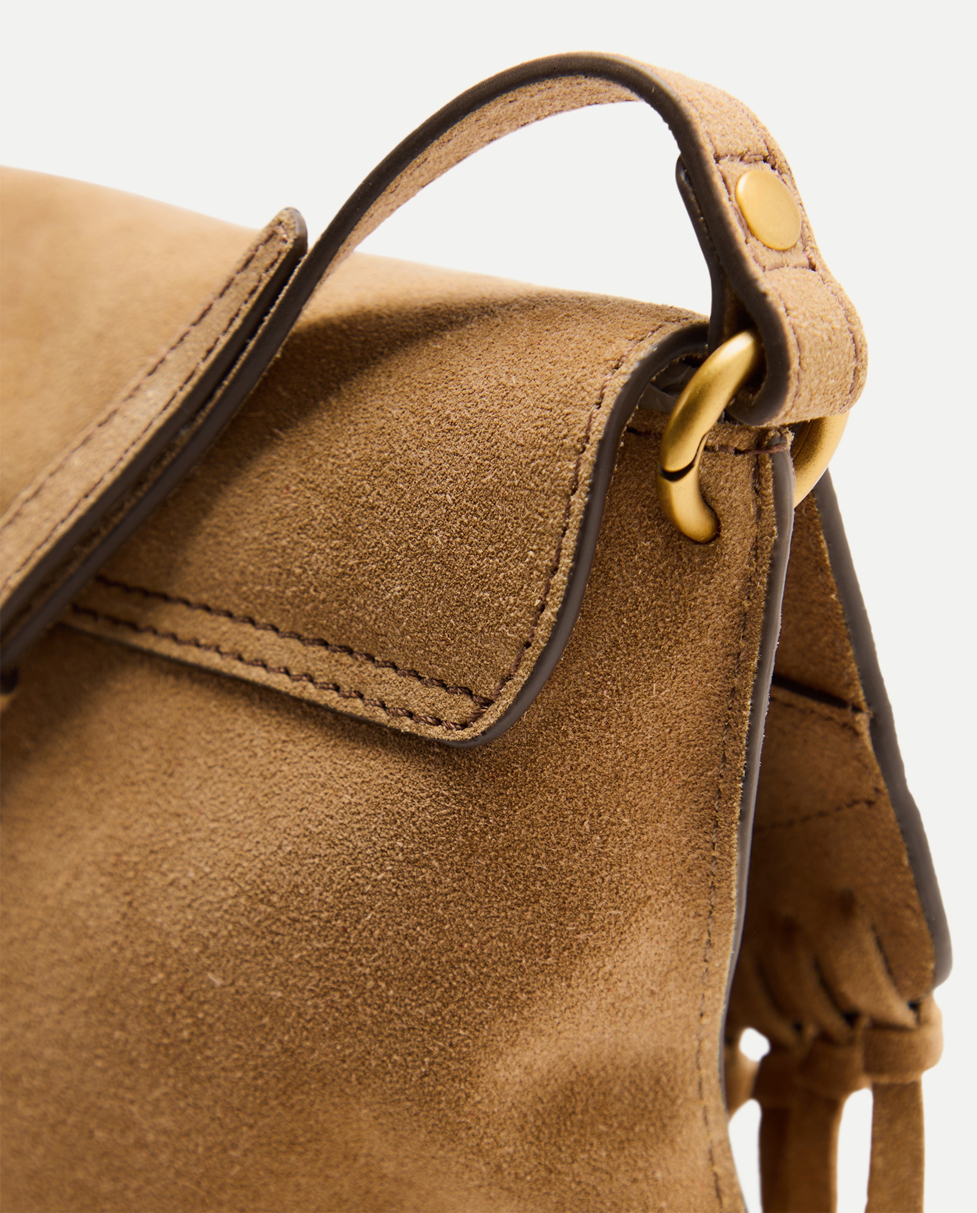 Mala a Tiracolo em Pele com Franjas 730 Camel-5