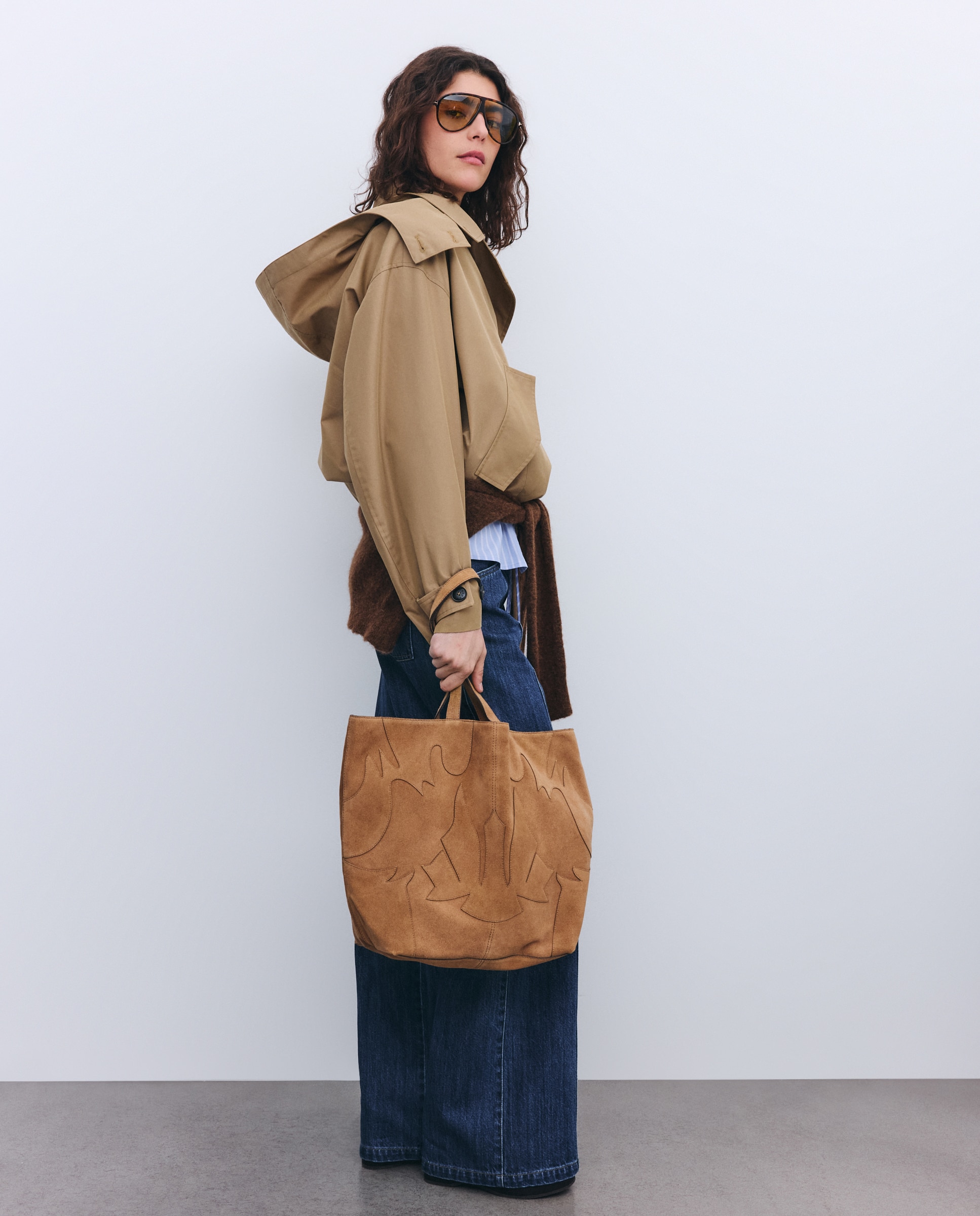 Mala de Ombro em Pele Estilo Cowboy 730 Camel-6