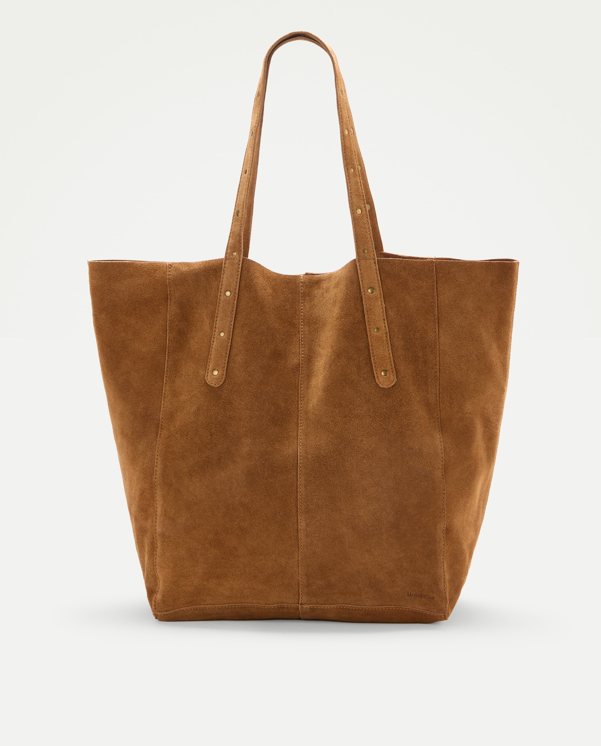 Bolso shopper de piel con mini tachas - Tintoretto - Marrón Marrón-1