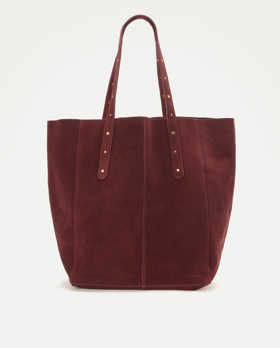 Imagen 0 de Bolso shopper de piel con mini tachas Burdeos