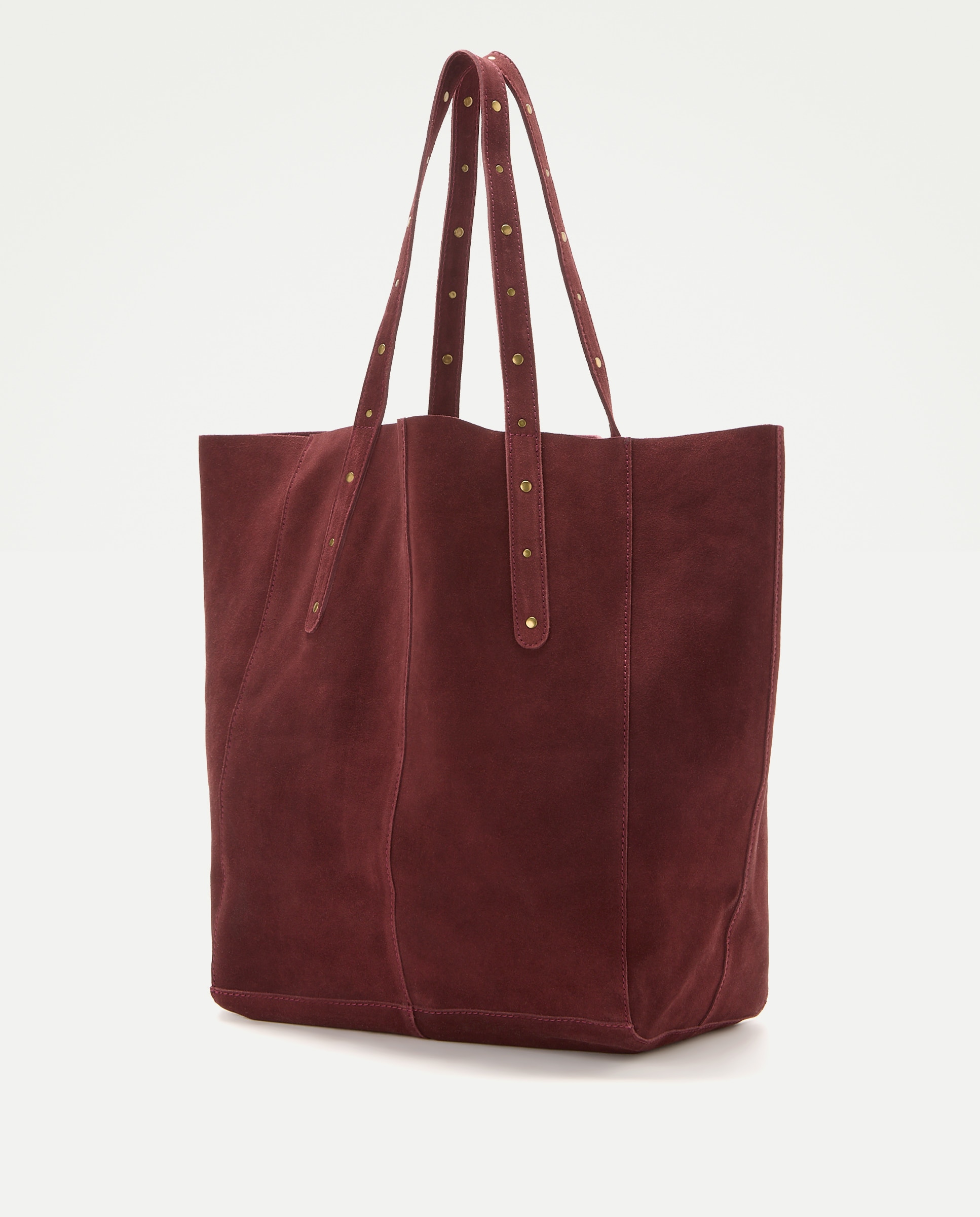 Mala Shopper em Pele com Mini Tachas Bordeaux-2
