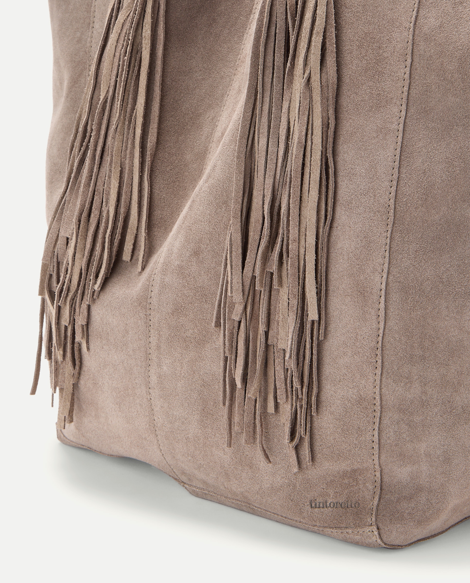 Bolso shopper de piel con mini tachas - Tintoretto - Gris claro Gris claro-3