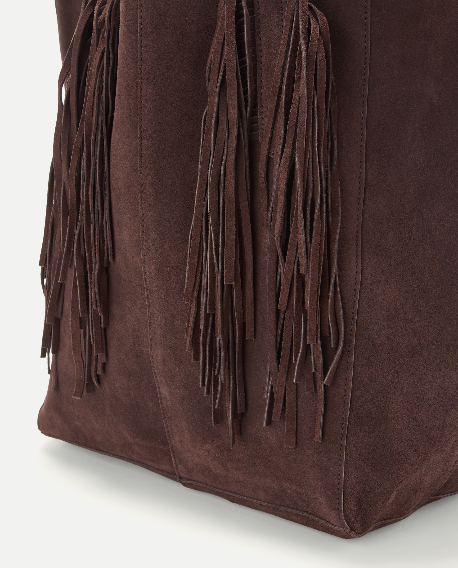 Bolso shopper de piel con flecos - Tintoretto - Chocolate Chocolate-3