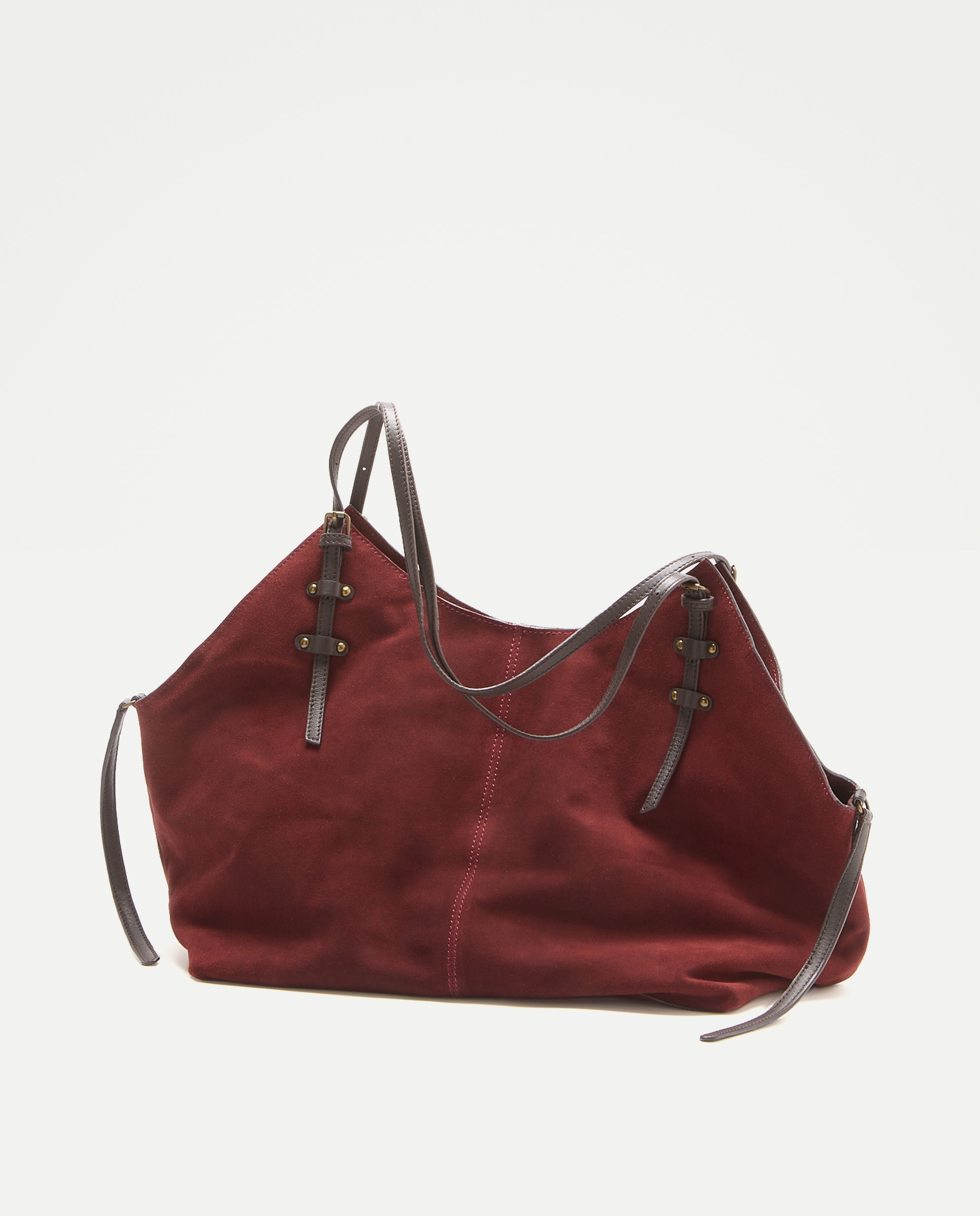 Bolso shopper de piel con bandolera extraible - Tintoretto - Burdeos Burdeos-2