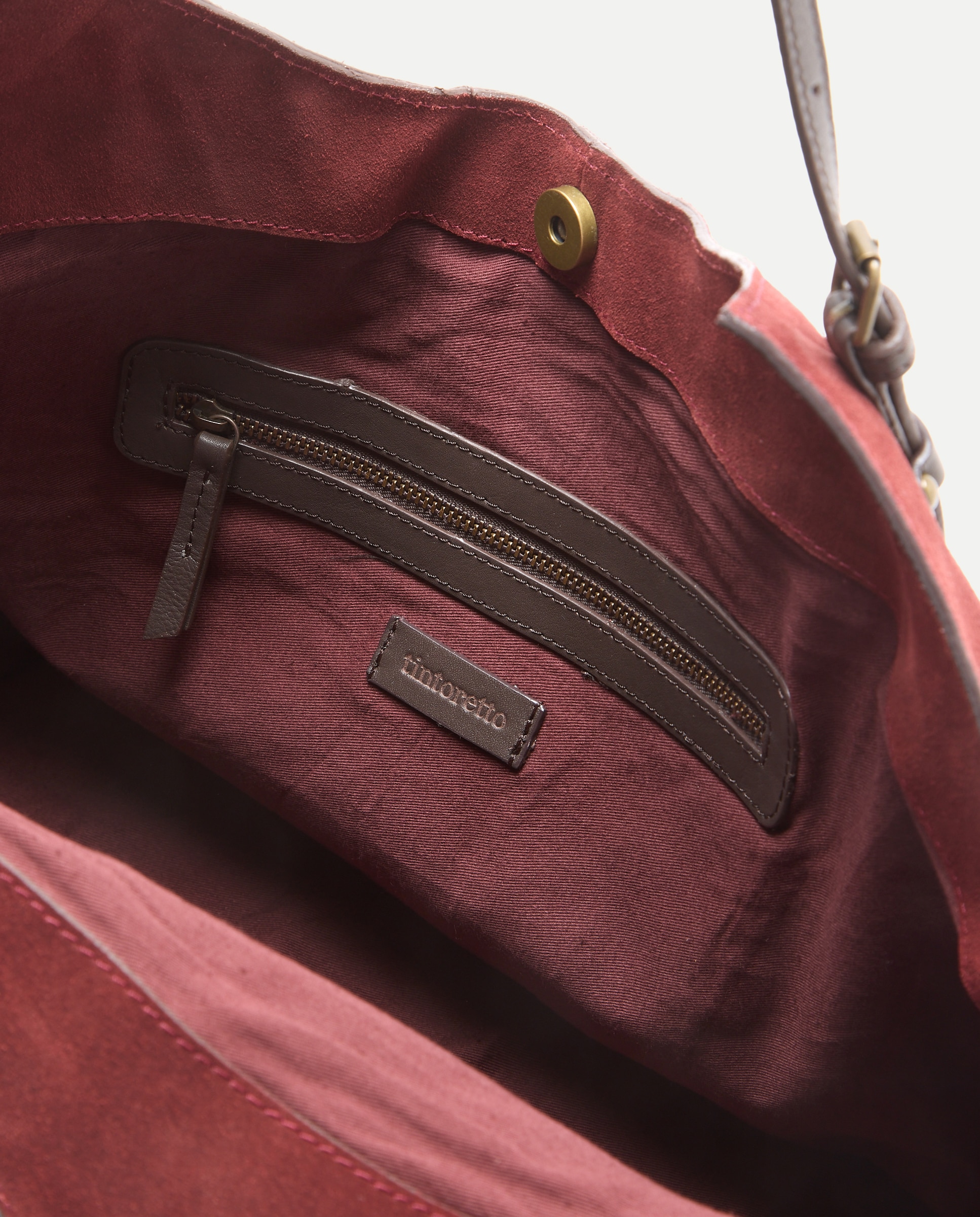Bolso shopper de piel con bandolera extraible - Tintoretto - Burdeos Burdeos-3