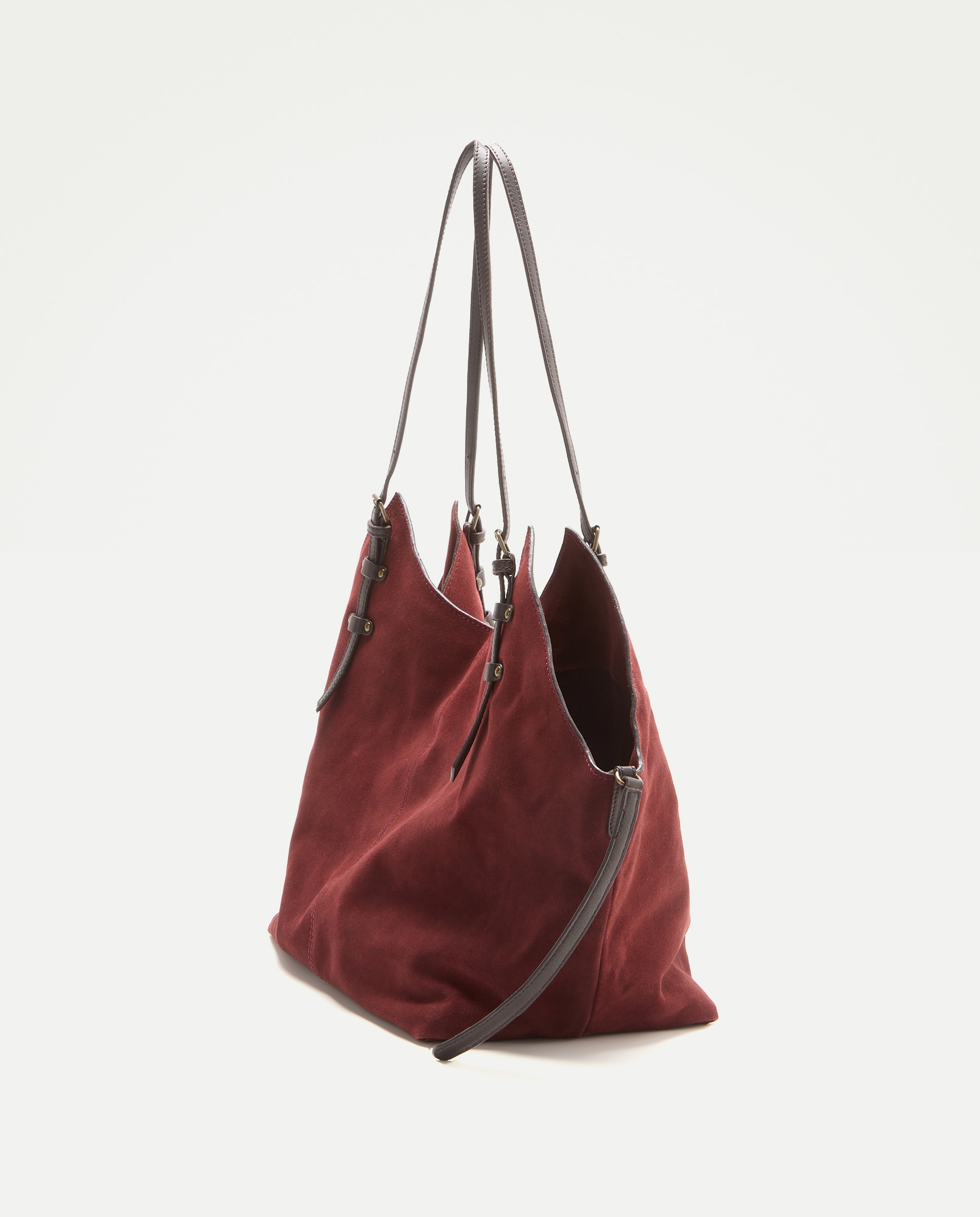 Bolso shopper de piel con bandolera extraible - Tintoretto - Burdeos Burdeos-5