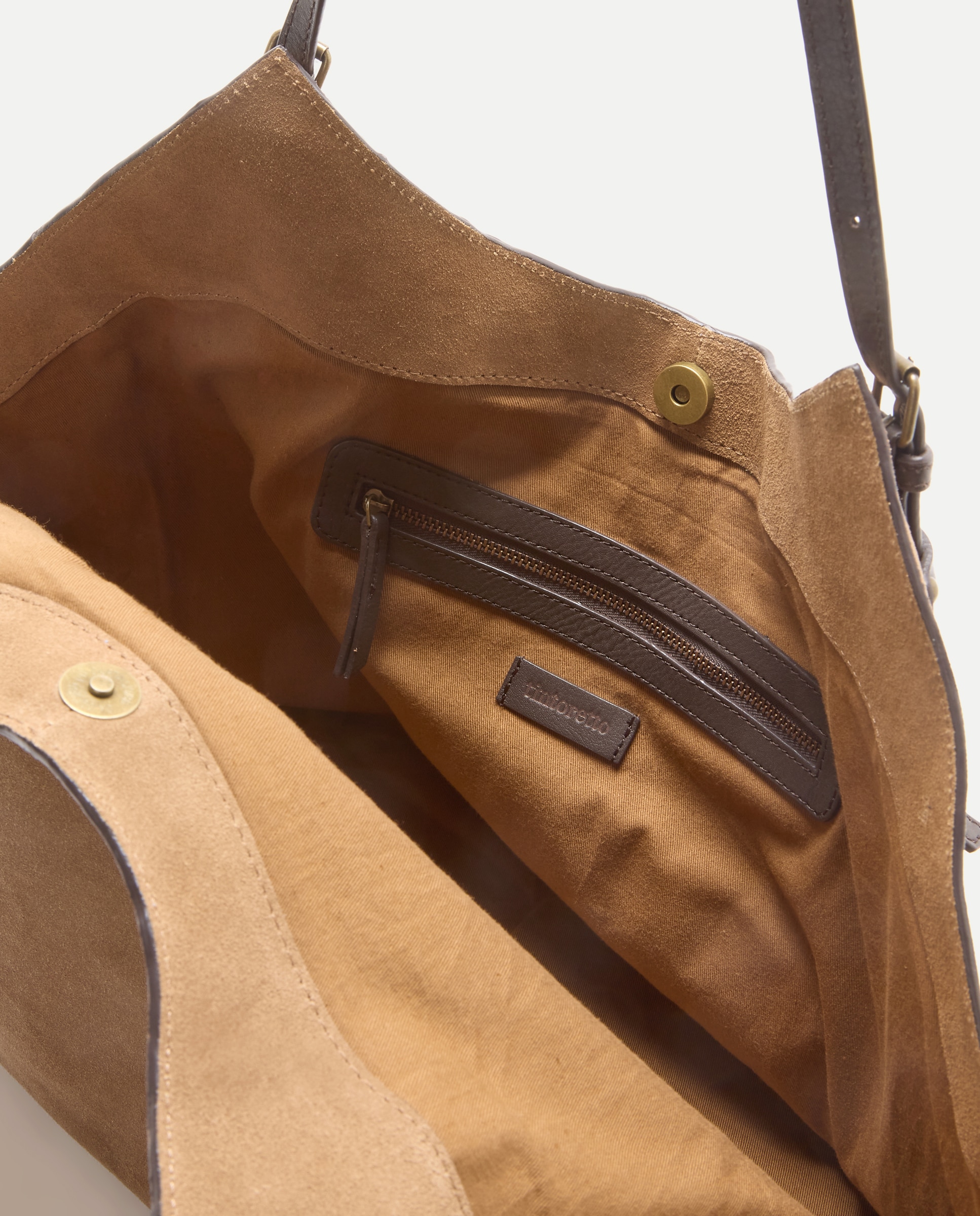 Bolso shopper de piel con bandolera extraible - Tintoretto - Tostado Tostado-3