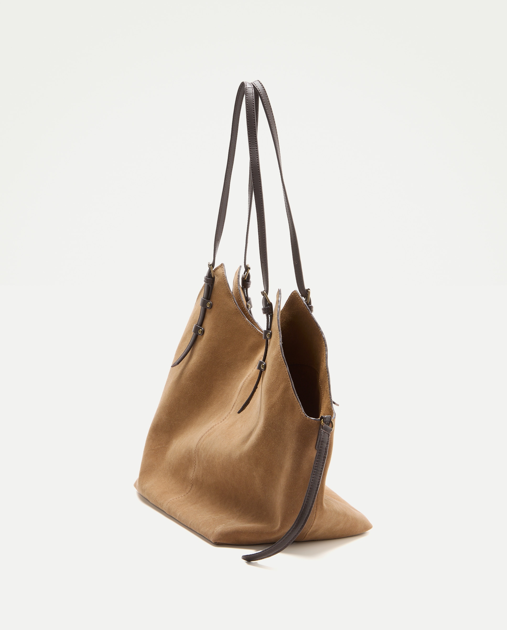 Bolso shopper de piel con bandolera extraible - Tintoretto - Tostado Tostado-5