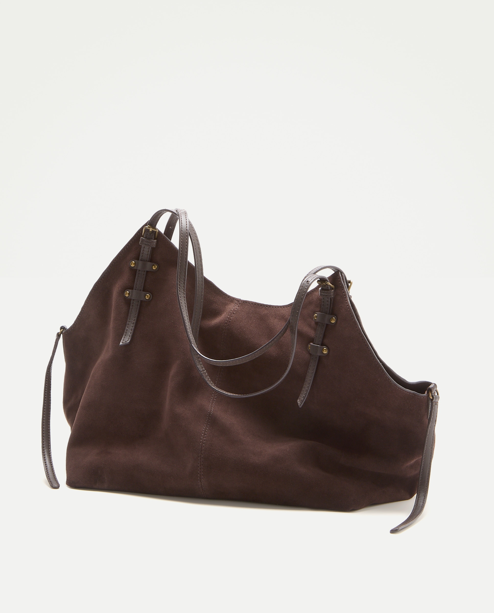 Bolso shopper de piel con bandolera extraible - Tintoretto - Chocolate Chocolate-2