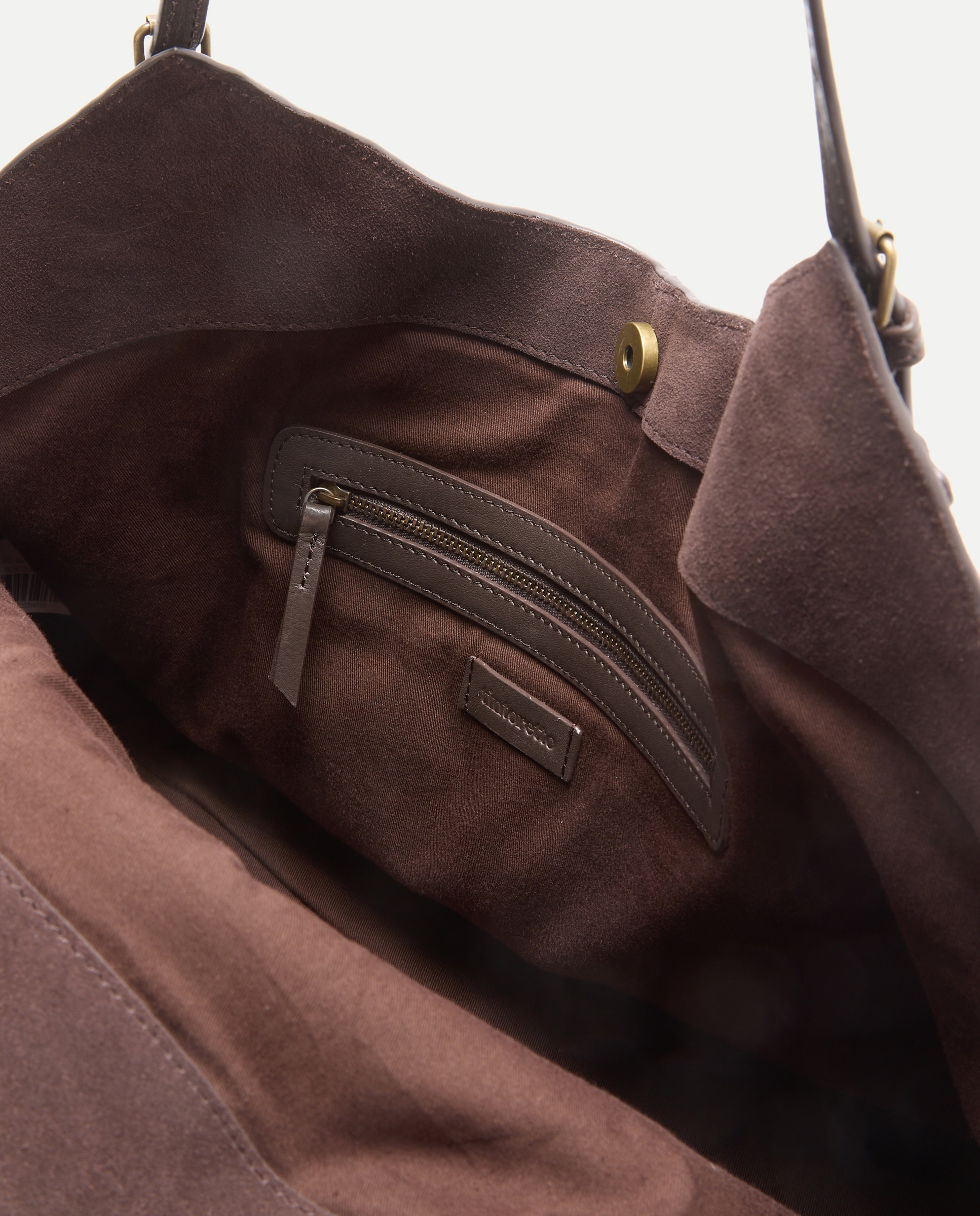 Bolso shopper de piel con bandolera extraible - Tintoretto - Chocolate Chocolate-3