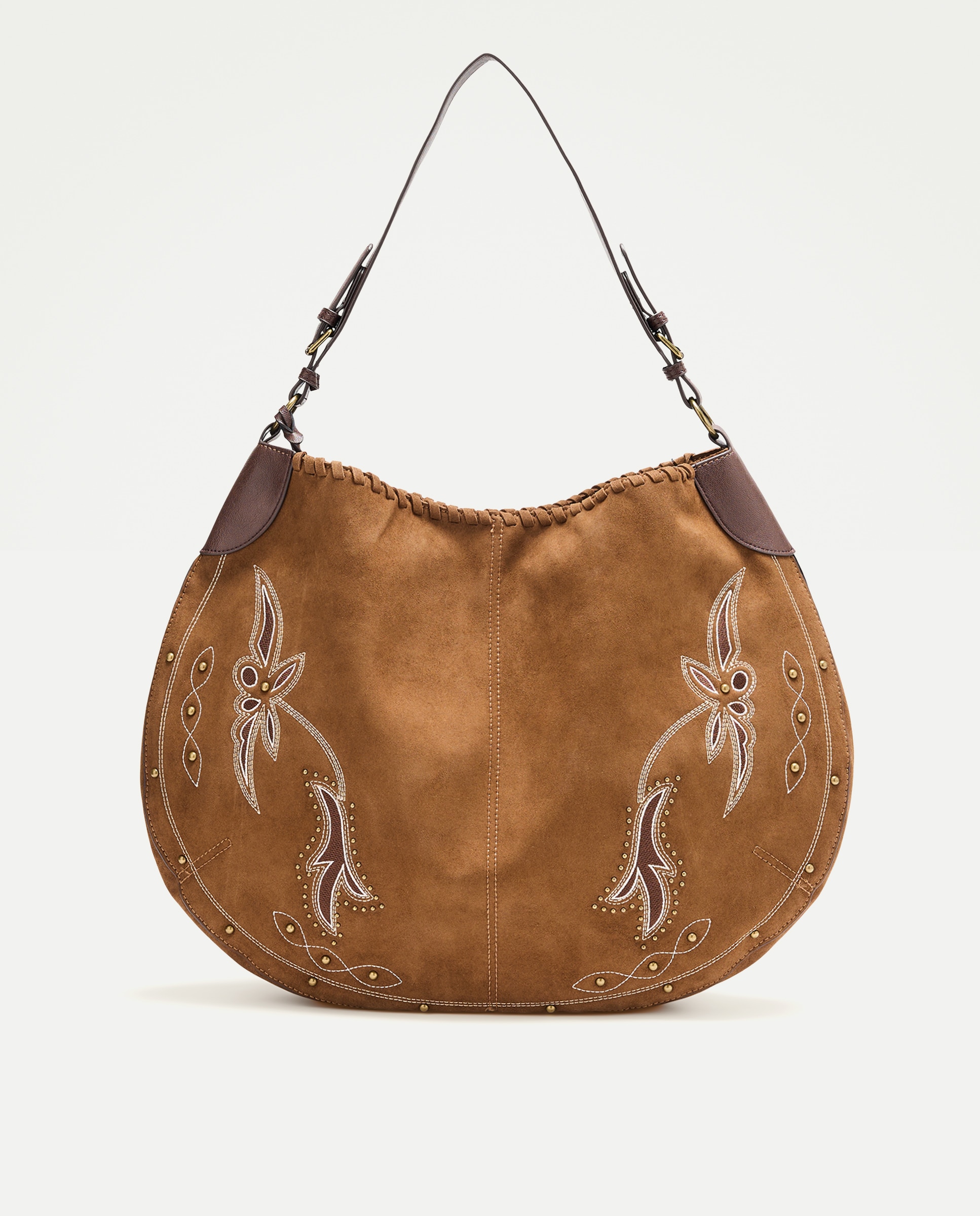 Bolso de hombro de piel bordado - Tintoretto - Marrón Marrón-1