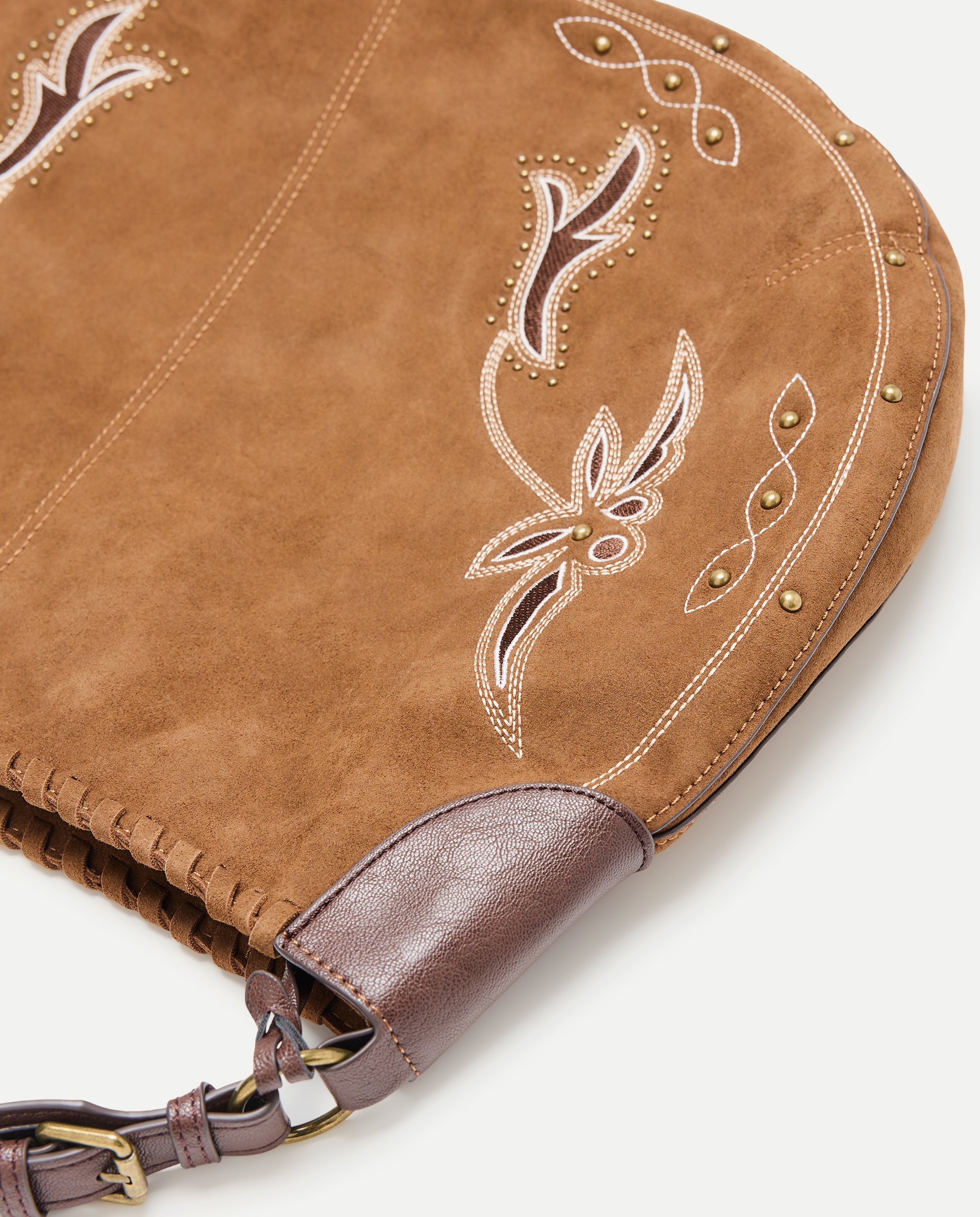 Bolso de hombro de piel bordado - Tintoretto - Marrón Marrón-4