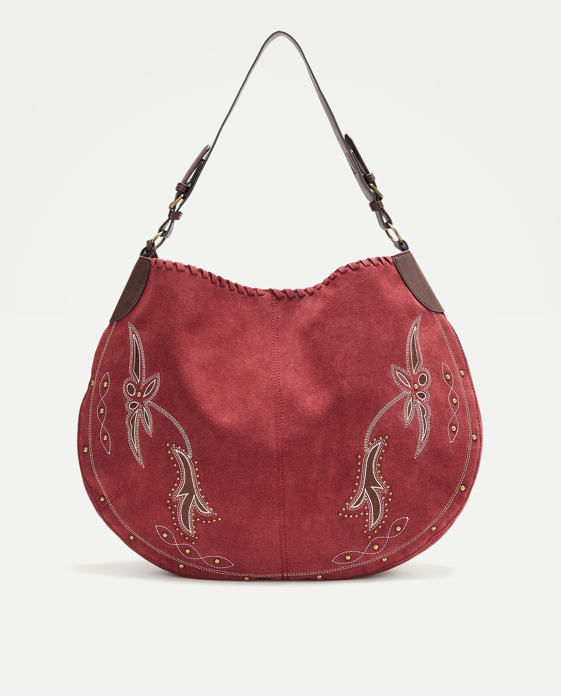 Bolso de hombro de piel bordado - Tintoretto - Burdeos Burdeos-1