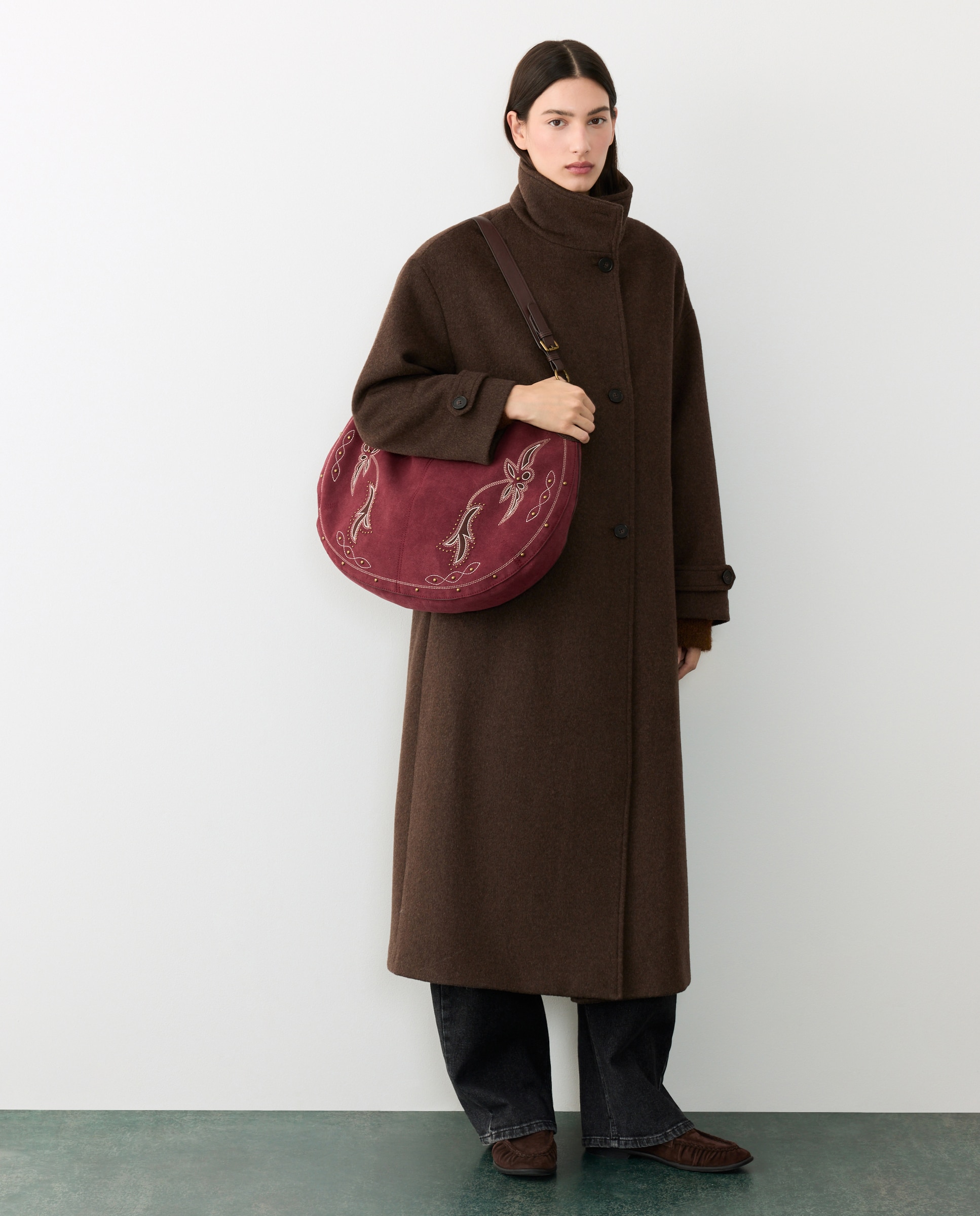 Bolso de hombro de piel bordado - Tintoretto - Burdeos Burdeos-6
