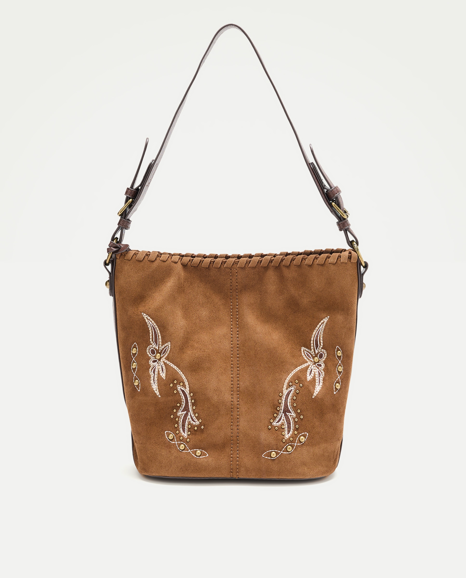 Bolso bucket de piel con bordado - Tintoretto - Marrón Marrón-1
