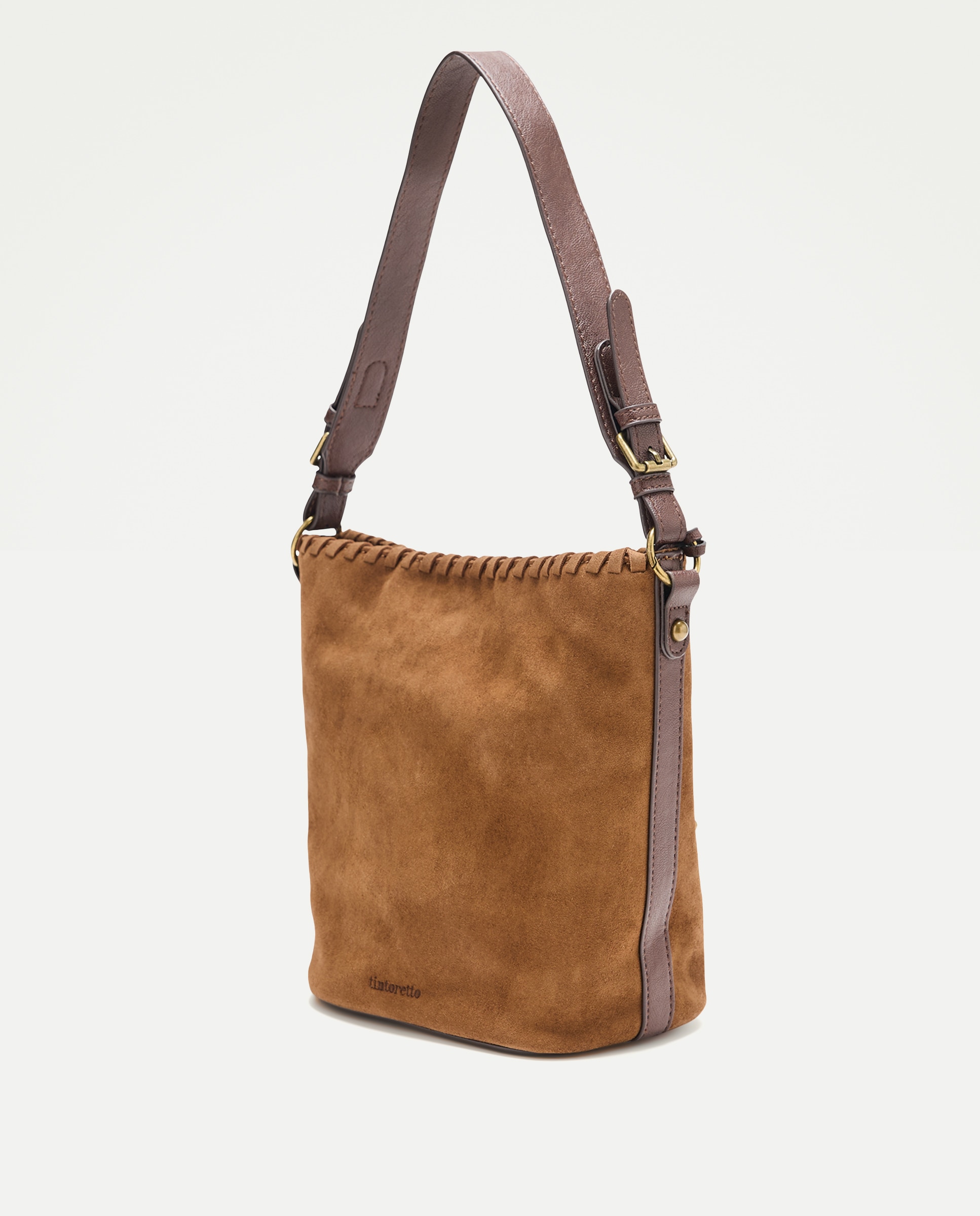 Bolso bucket de piel con bordado - Tintoretto - Marrón Marrón-2