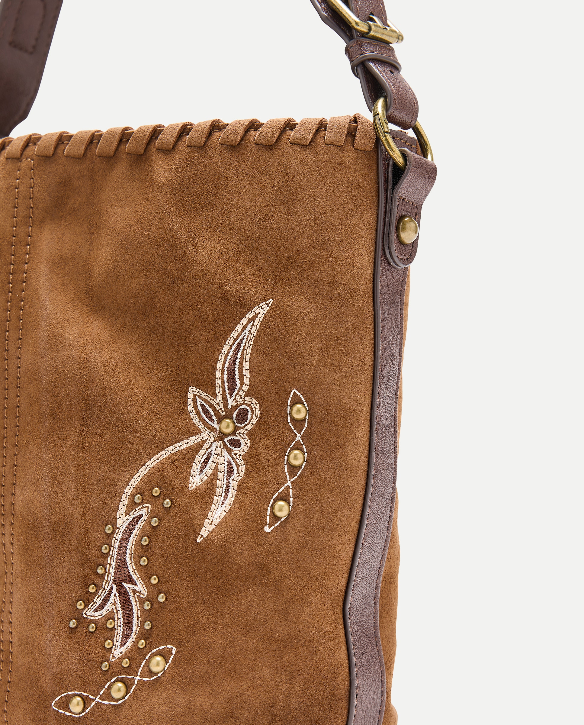 Bolso bucket de piel con bordado - Tintoretto - Marrón Marrón-4