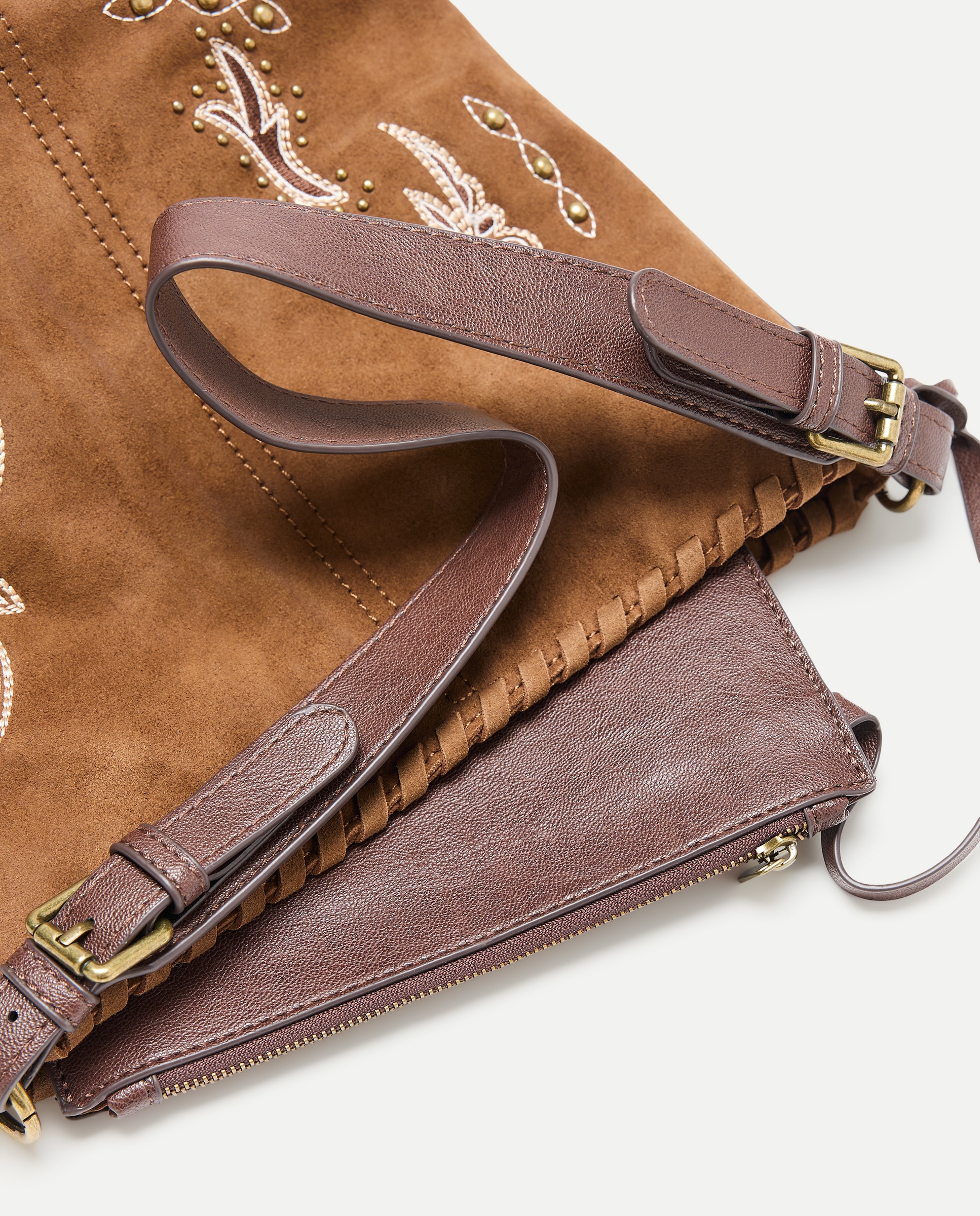 Bolso bucket de piel con bordado - Tintoretto - Marrón Marrón-5