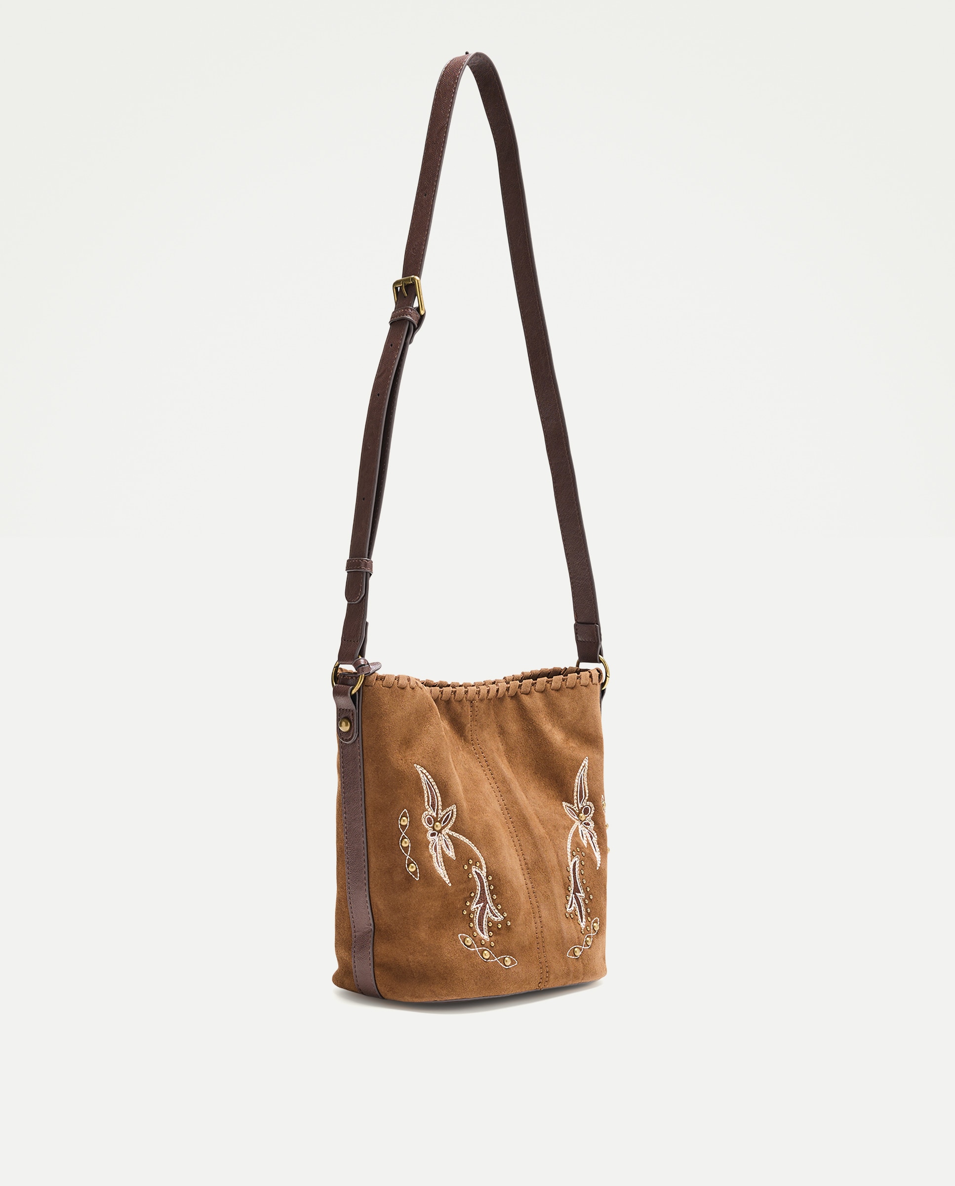 Bolso bucket de piel con bordado - Tintoretto - Marrón Marrón-6