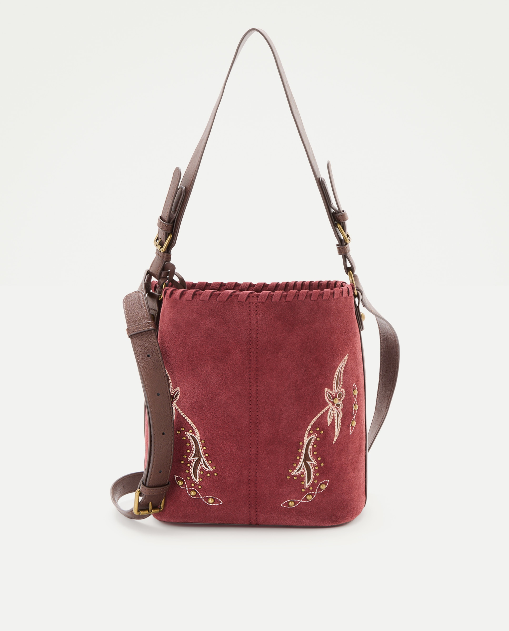 Bolso bucket de piel con bordado - Tintoretto - Burdeos Burdeos-1