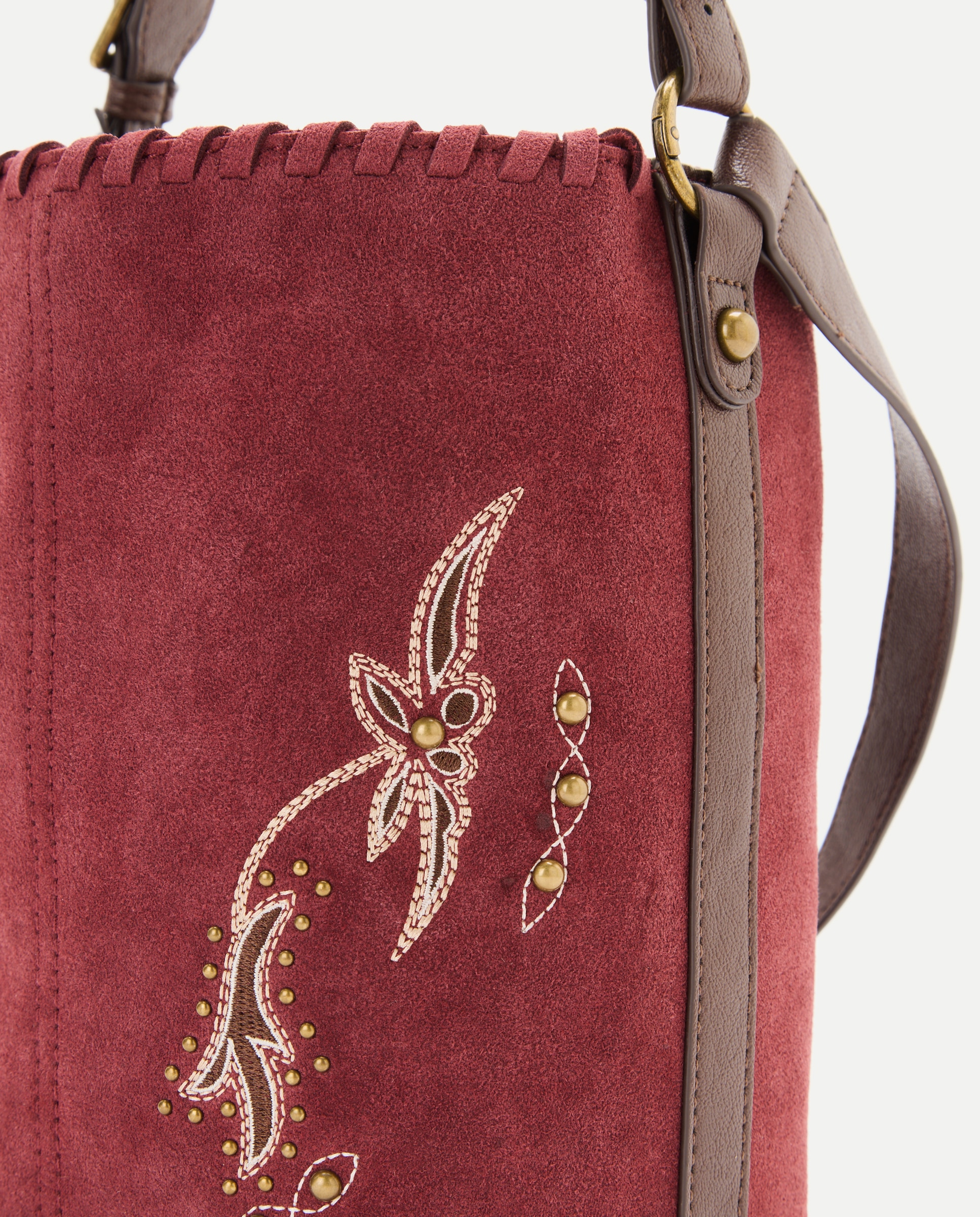 Bolso bucket de piel con bordado - Tintoretto - Burdeos Burdeos-4