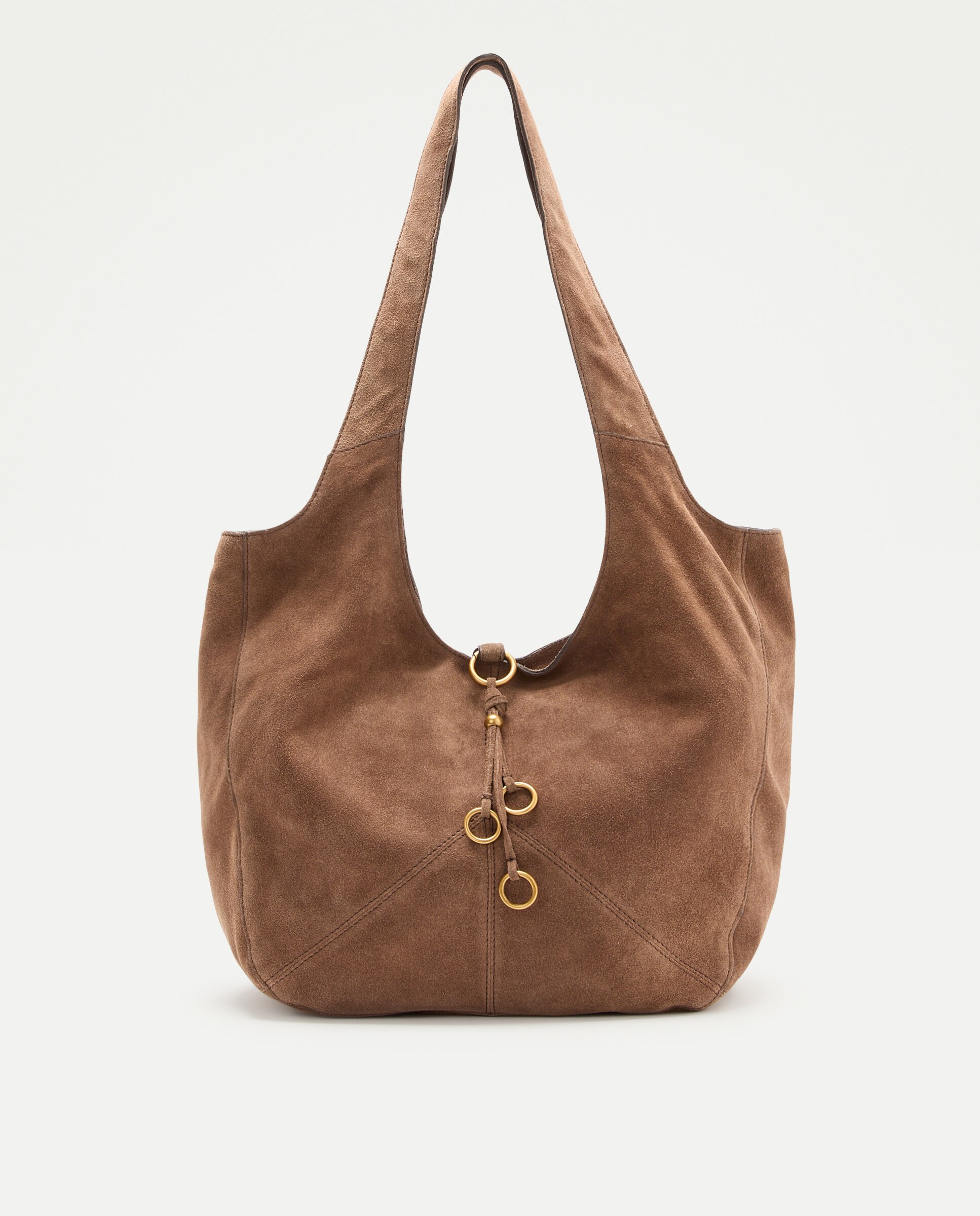 Bolso hobo de piel con charm metálico decorativo - Tintoretto - Chocolate Chocolate-1