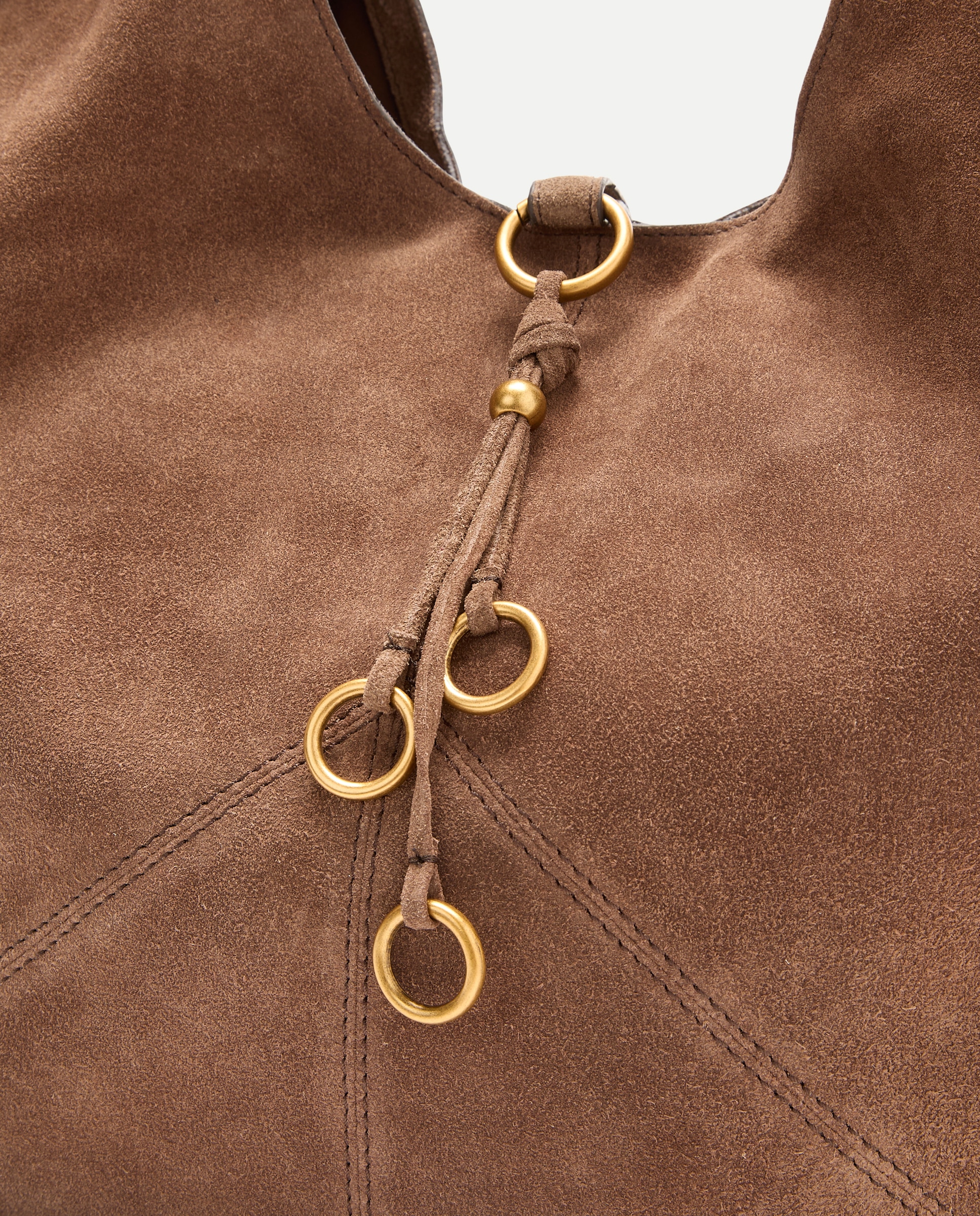 Bolso hobo de piel con charm metálico decorativo - Tintoretto - Chocolate Chocolate-3